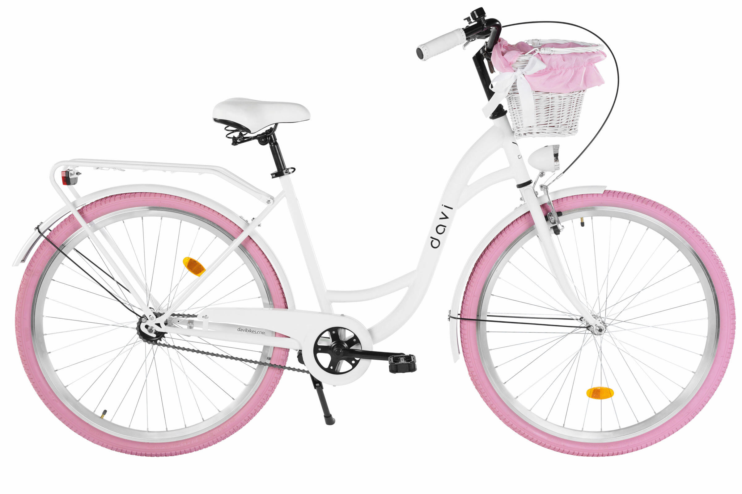 DAVI Damesfiets Davi Lila 28", 1 versnelling, 160-185 cm, Wit/Roze
