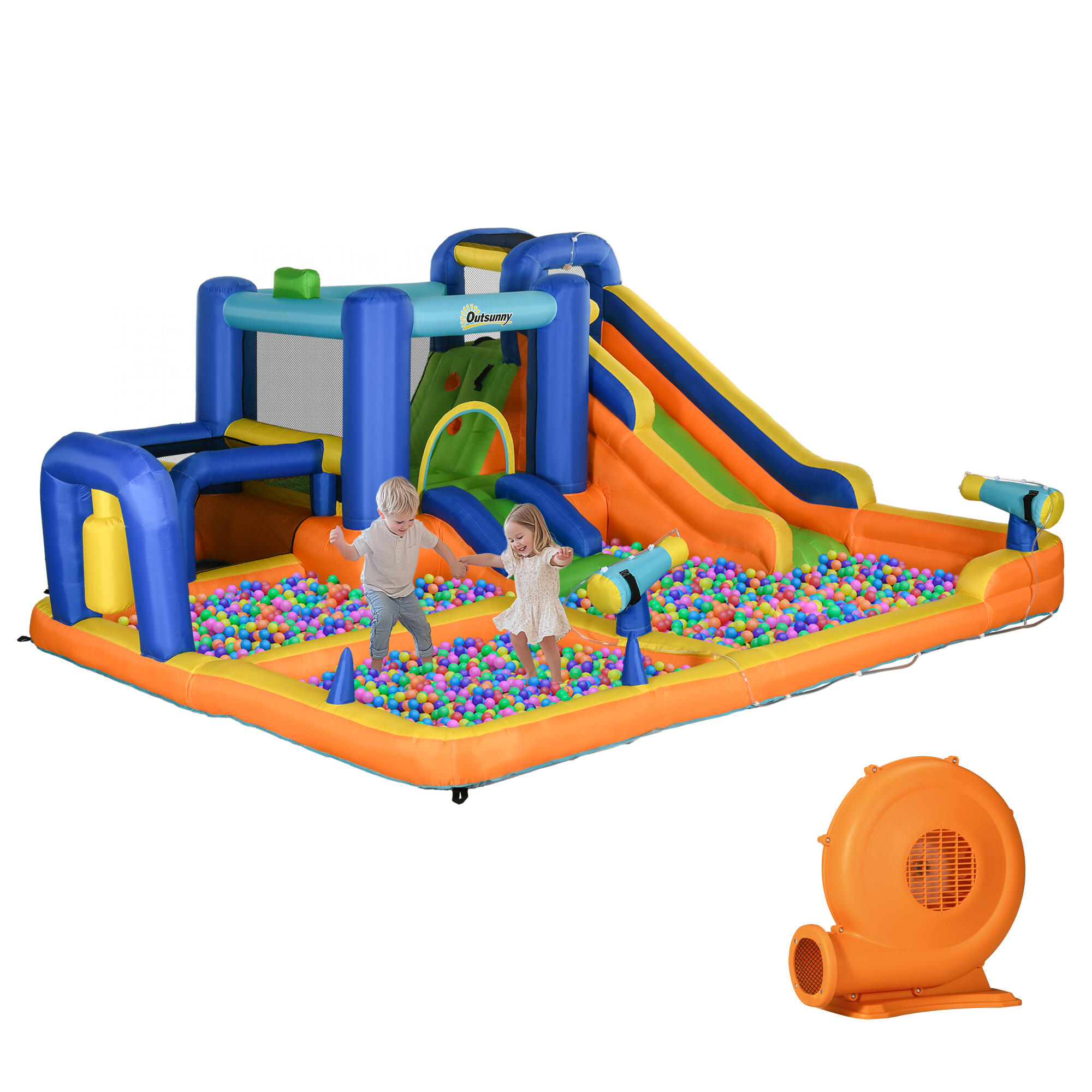 Castelo insuflável infantil multicolorido Outsunny