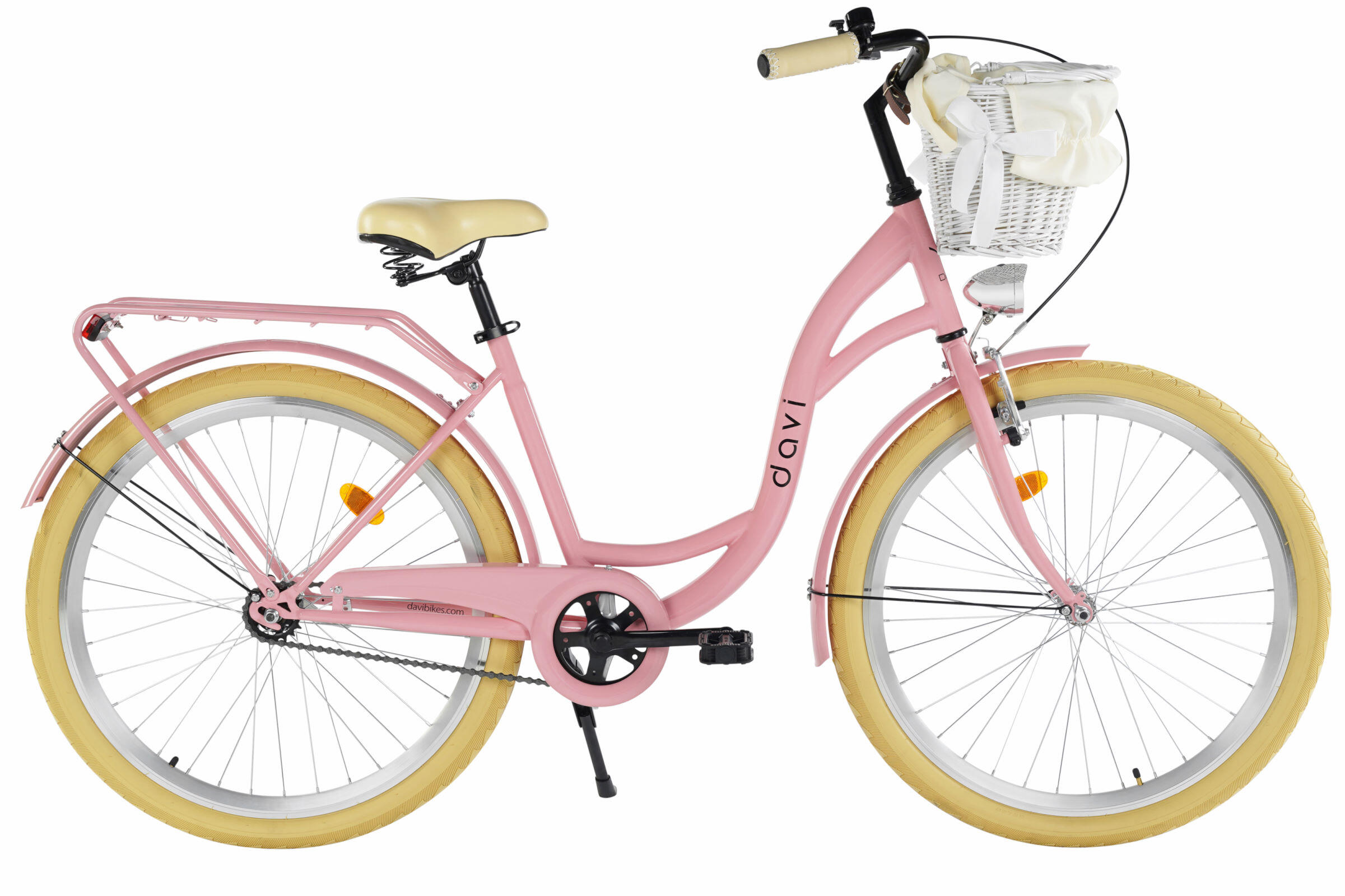 DAVI Damesfiets Davi Lila 26", 1 versnelling, 155-180 cm, Roze/Crème