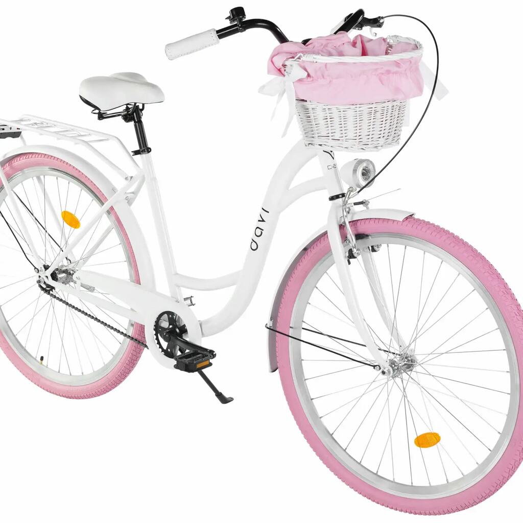 Women’s bike Davi Mila 28″, 160–185 cm, 1 speed, white/pink