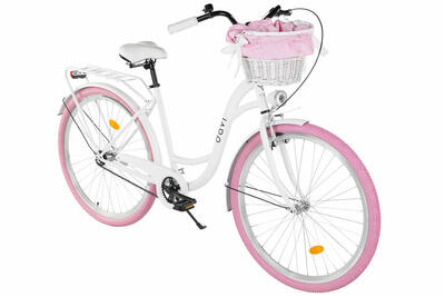 Damesfiets davi mila 28", 1 versnelling, 160-185 cm, wit/roze