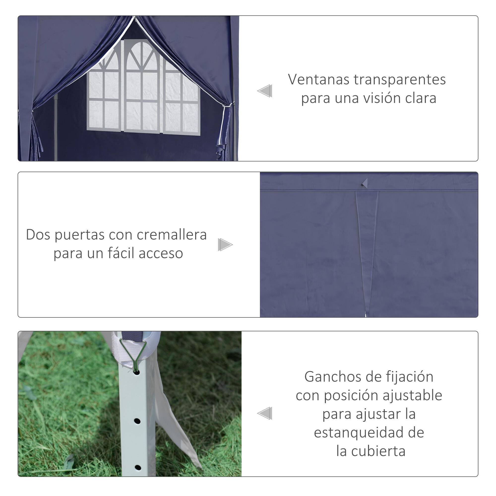 Tenda para festas Outsunny 585x295x270 cm azul 4/7
