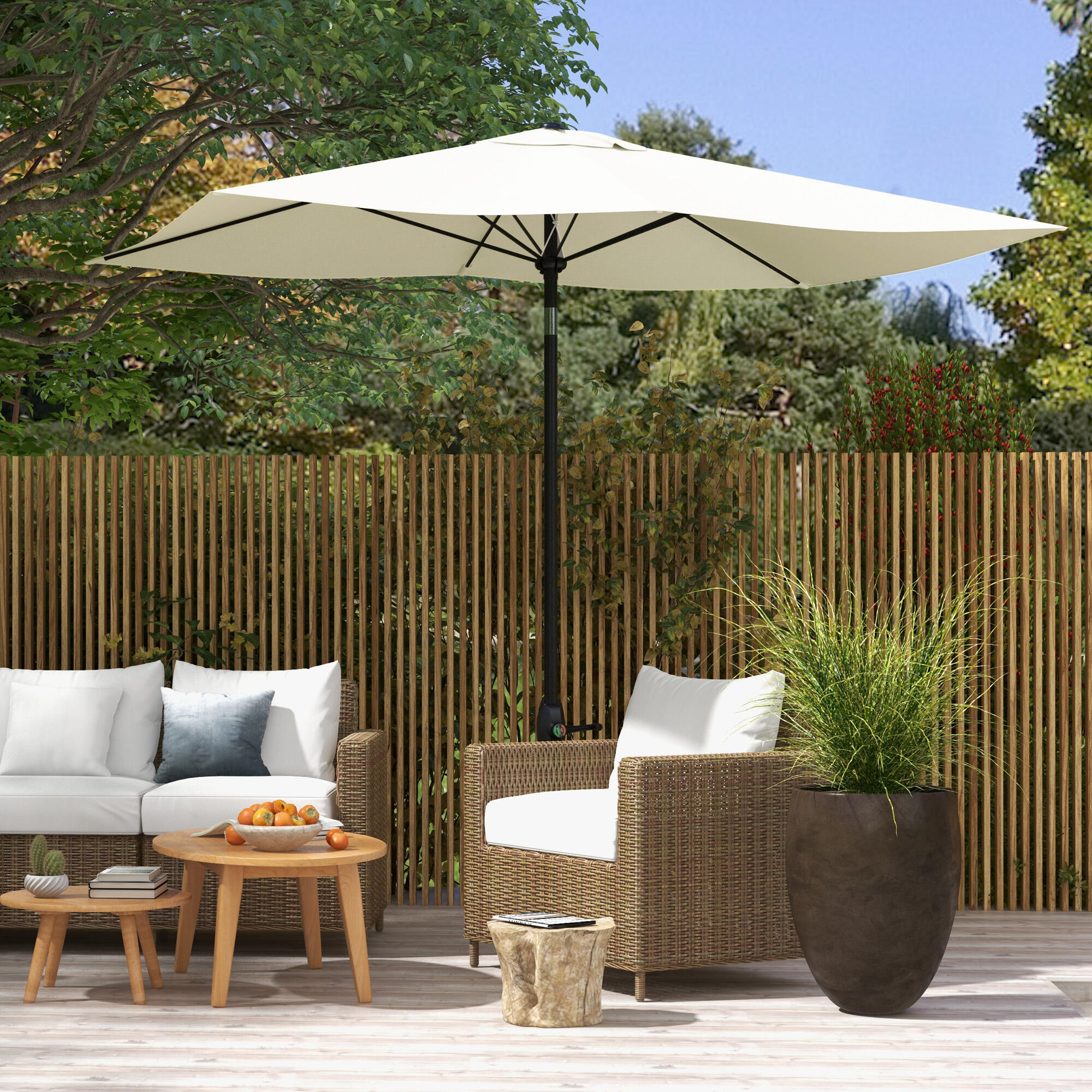 Sombrilla Outsunny 296x197x244.5 cm Beige 4/7