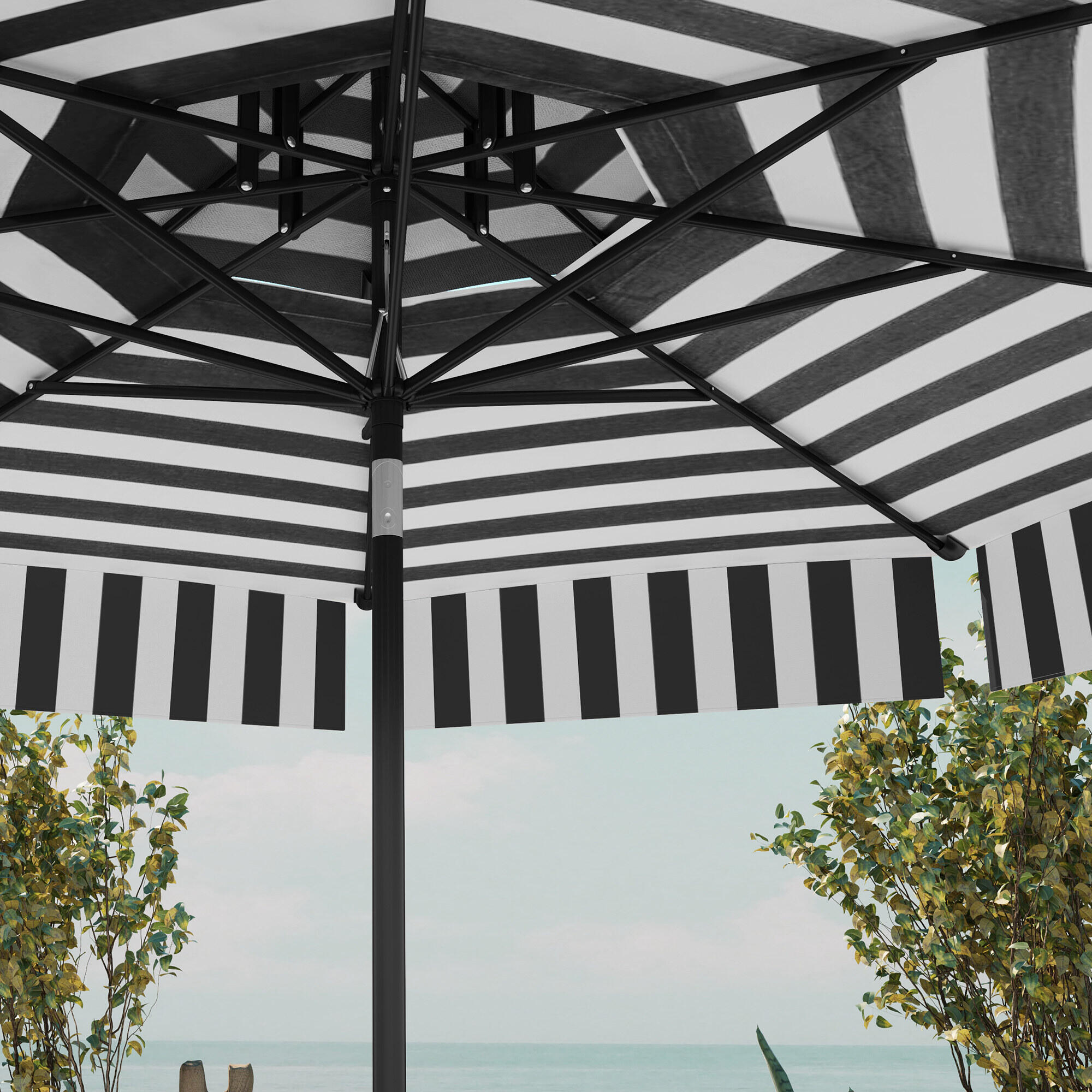 Sombrilla Outsunny 263x263x251 cm Negro y Blanco 4/7