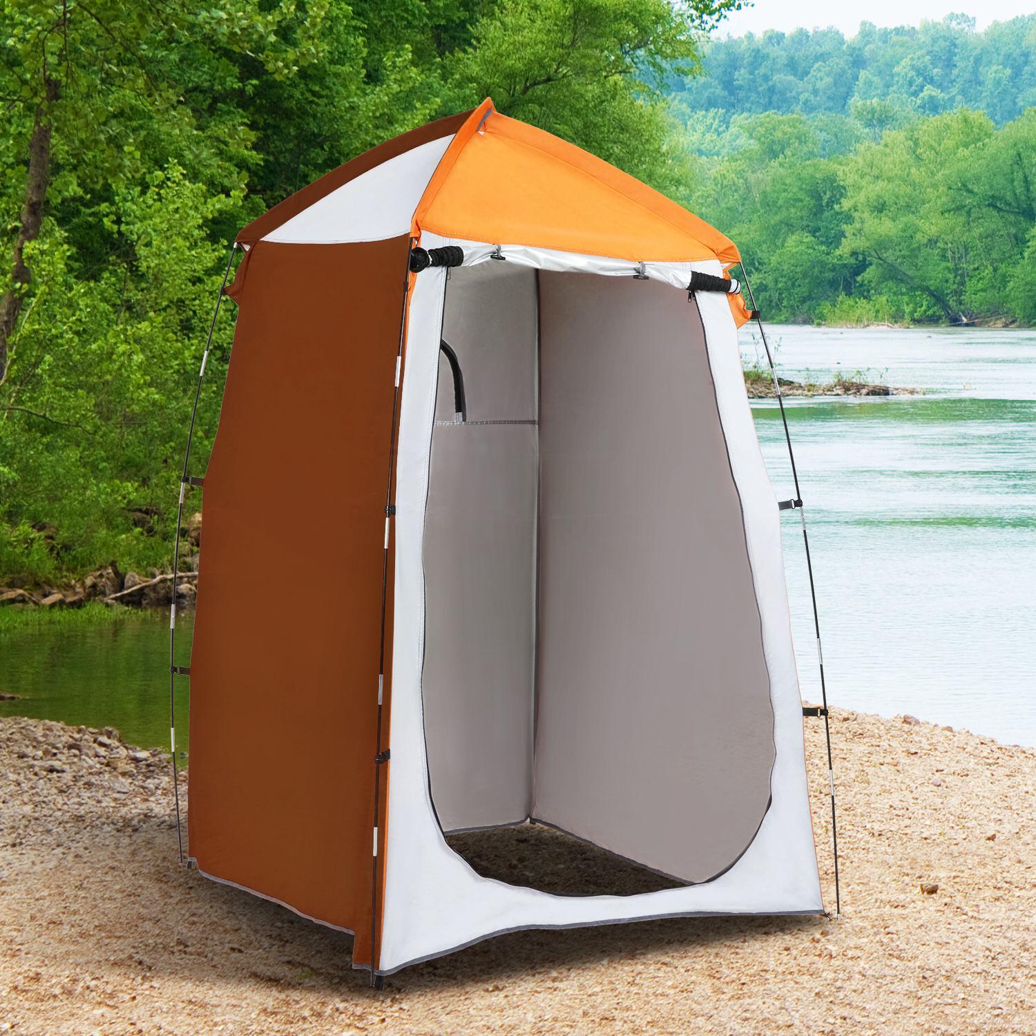 Tienda de Ducha Outsunny 123x121x198 cm Naranja y Plata 2/7