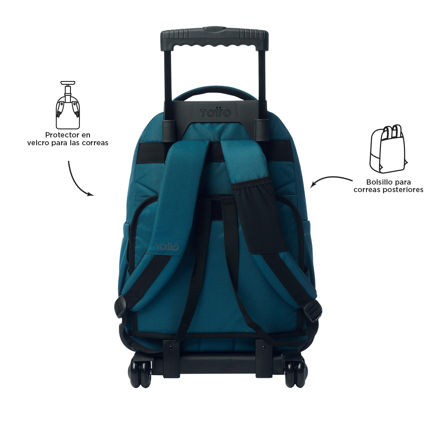 Totto Mochila escolar ruedas Renglones Moroccan Blue Poliéster reciclado 32 x 4 4/5