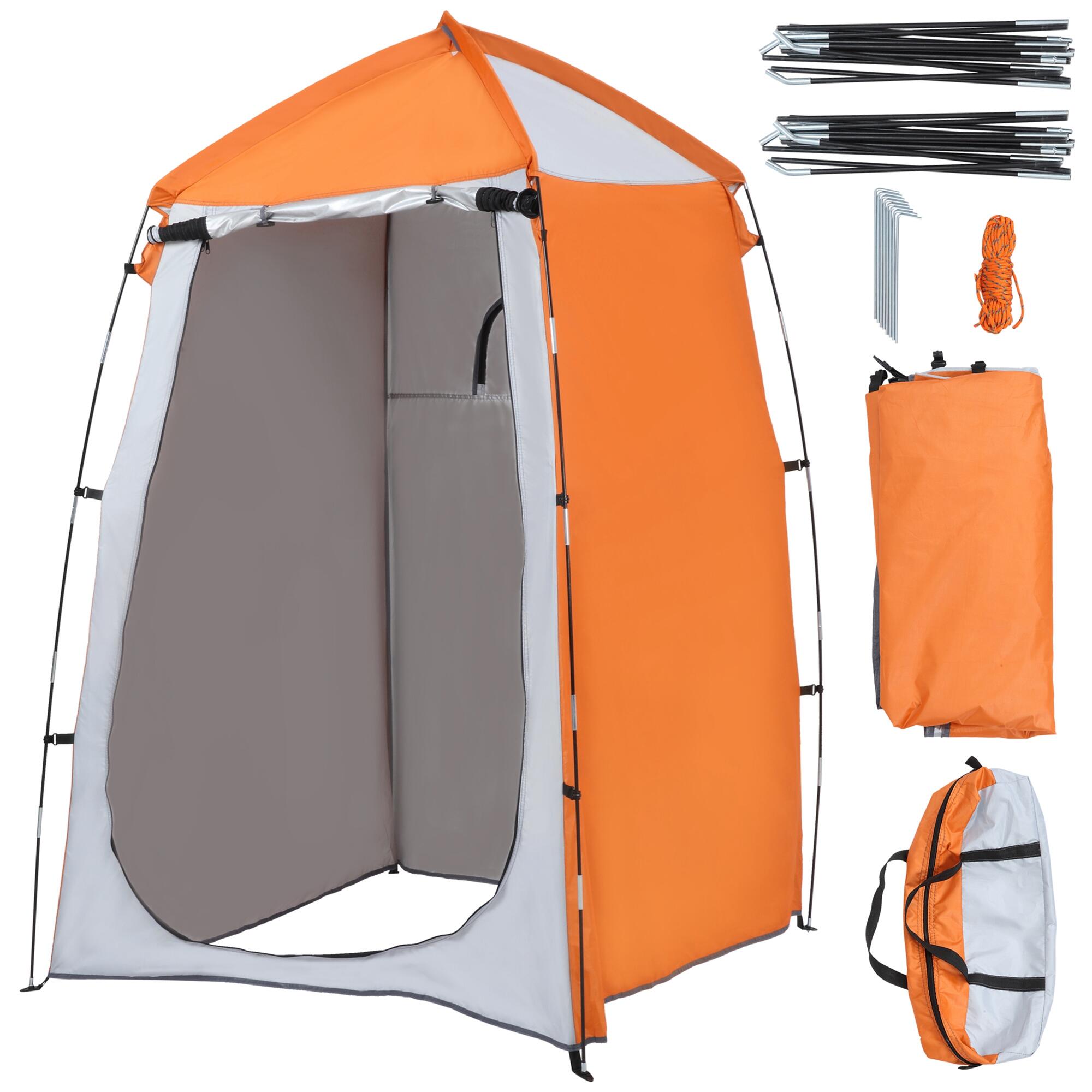 OUTSUNNY Tienda de Ducha Outsunny 123x121x198 cm Naranja y Plata