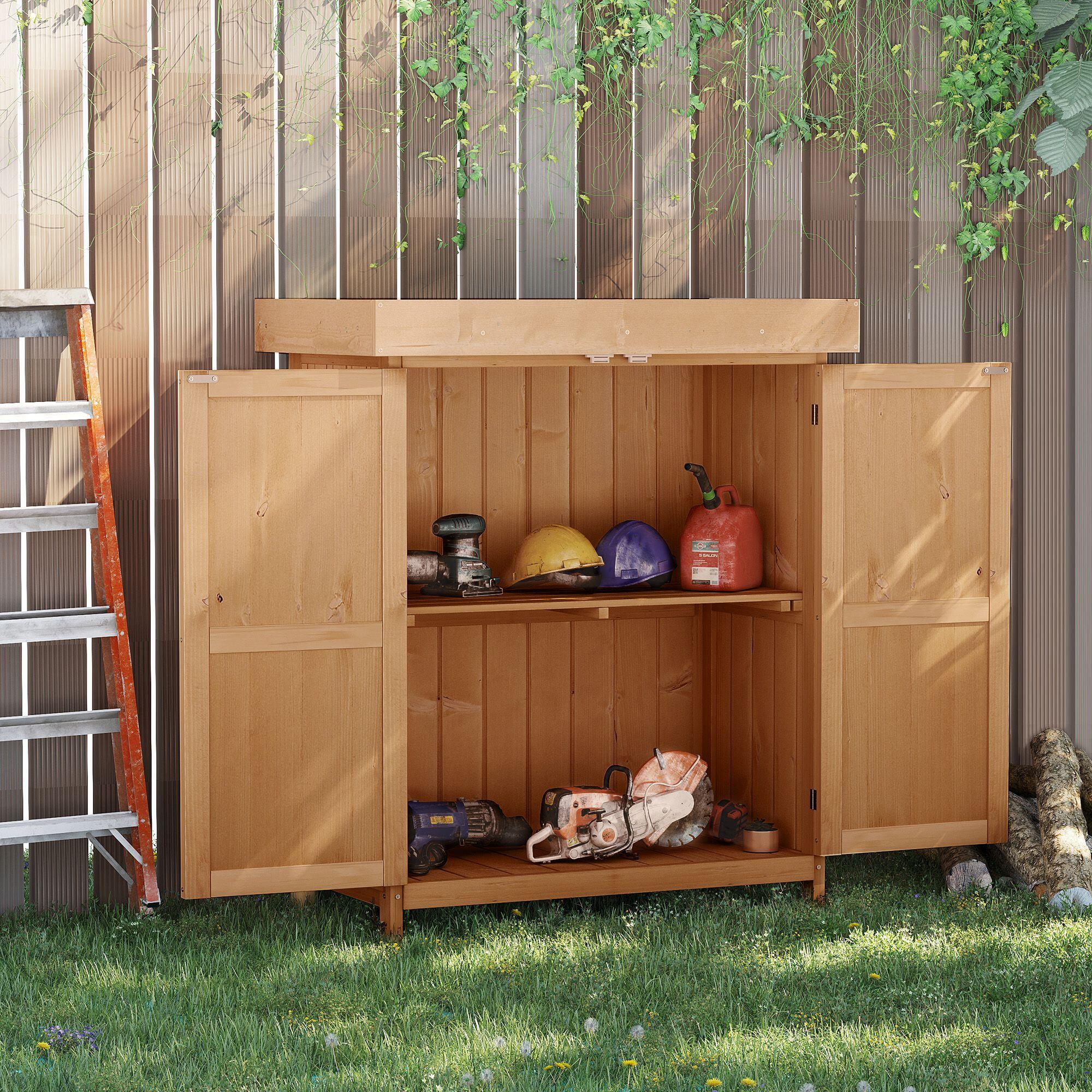 Cobertizo de Madera Outsunny 74x43x88cm Madera Natural 2/7
