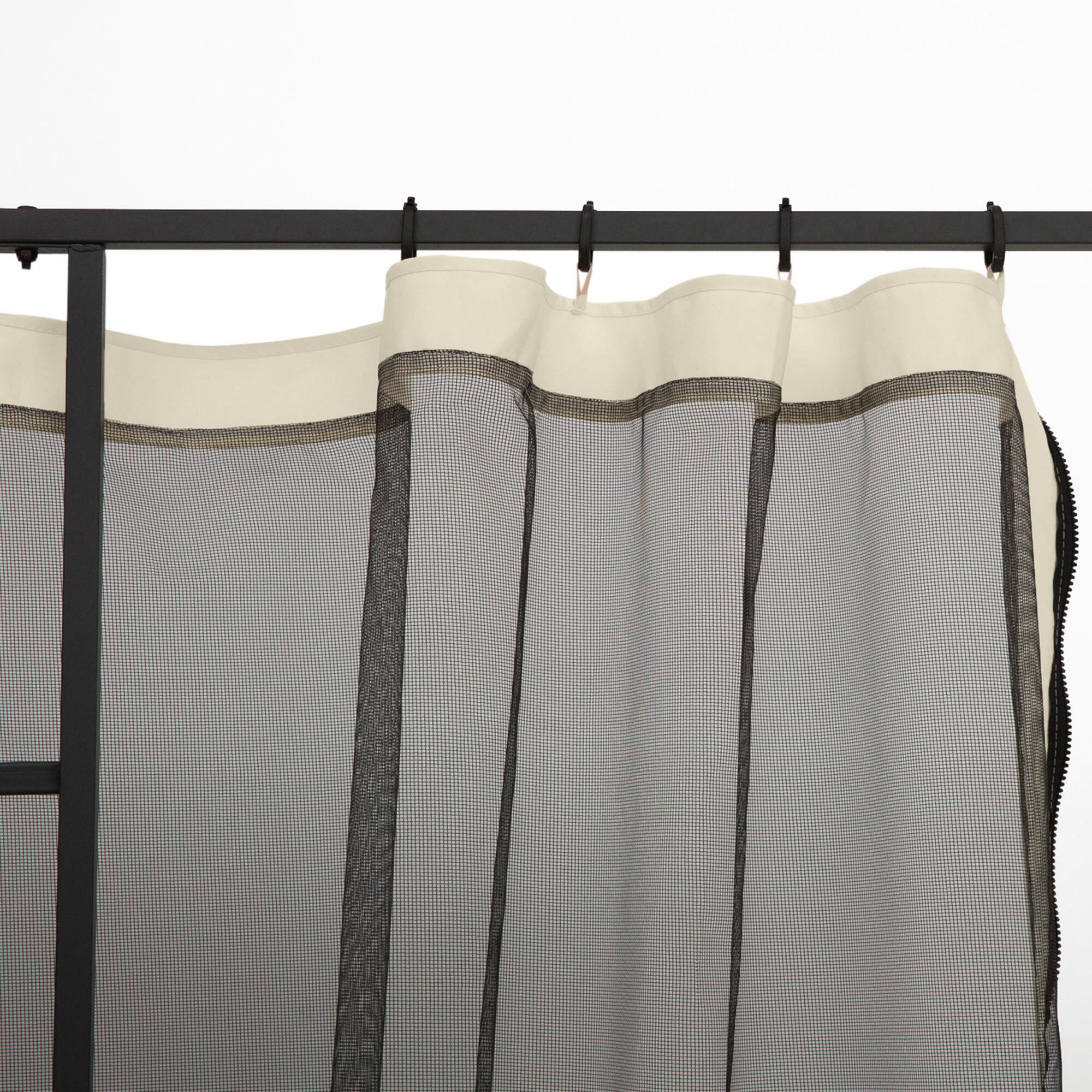 4 Paneles Laterales de Mosquitera para Carpa Outsunny 302x0x207cm Negro 5/7