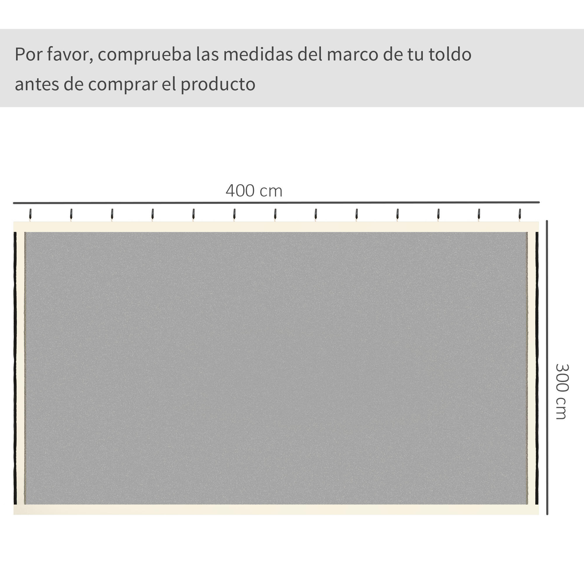 4 Paneles Laterales de Mosquitera para Carpa Outsunny 302x0x207cm Negro 3/7