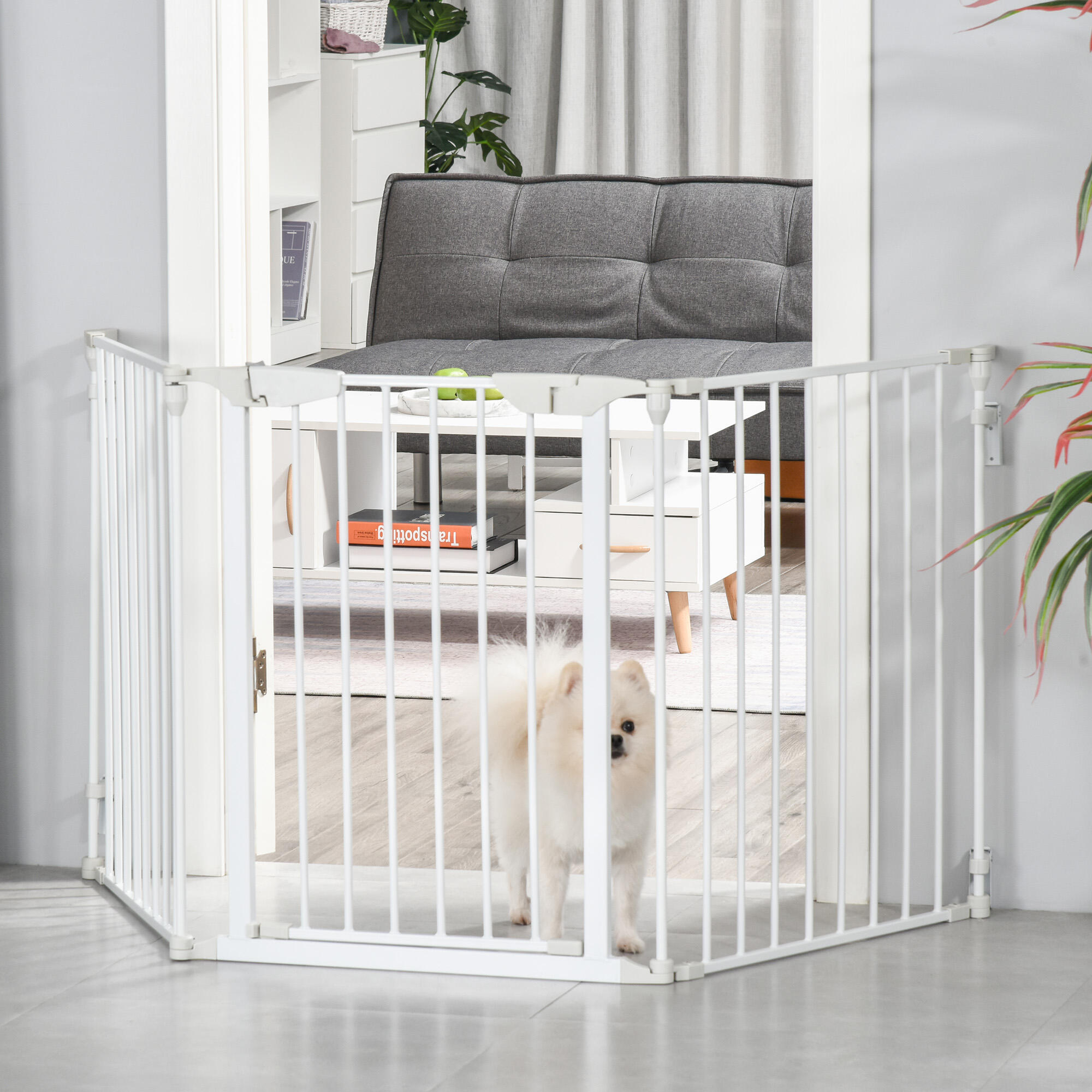Barrera de Seguridad PawHut 180x74.5 cm Blanco 2/7
