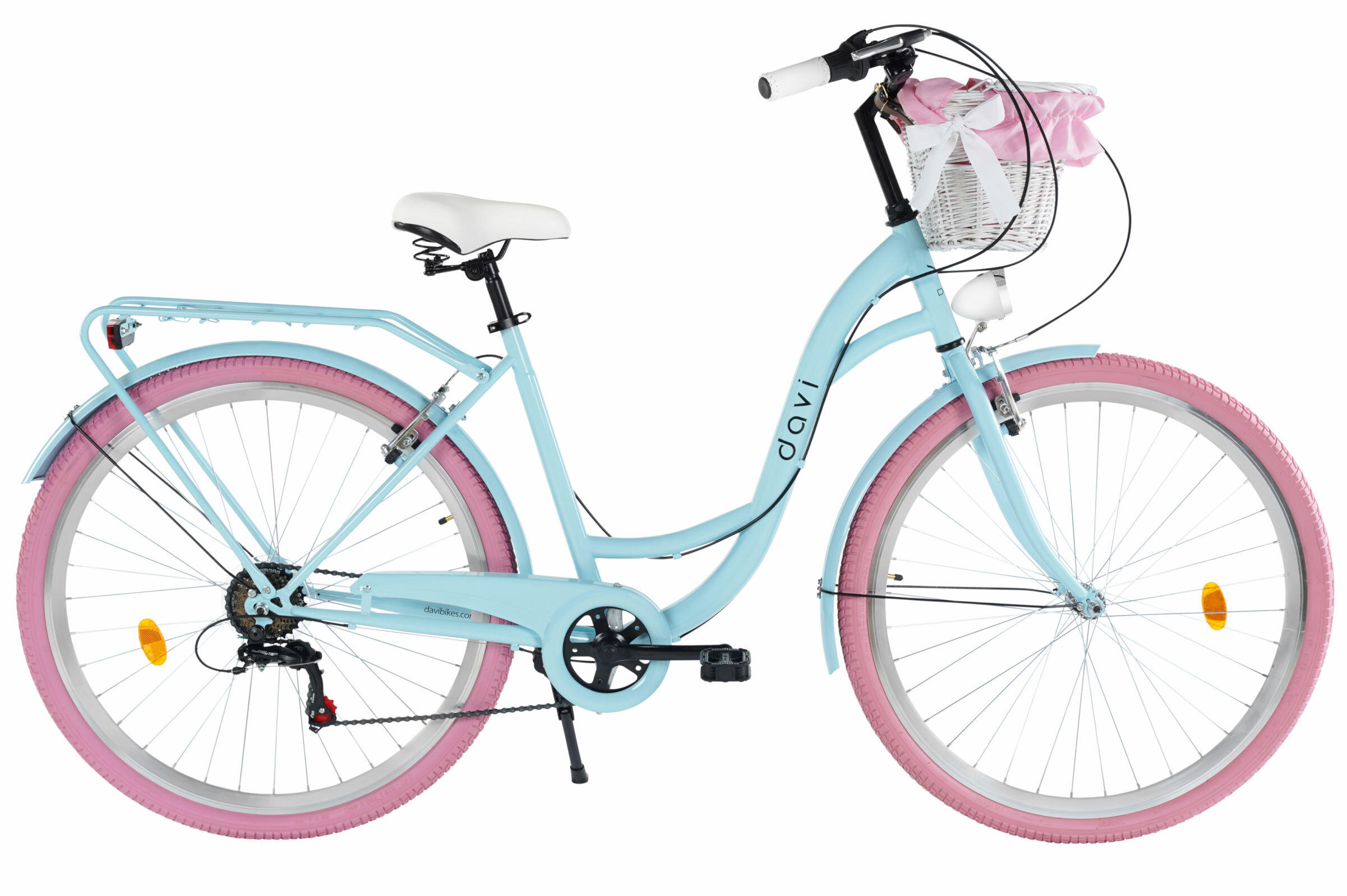 DAVI Damesfiets Davi Emma 28", 7 versnellingen, 160-185 cm, Blauw/Roze