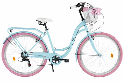 Damesfiets davi emma 28". 7 versnellingen. 160-185 cm. blauw/roze