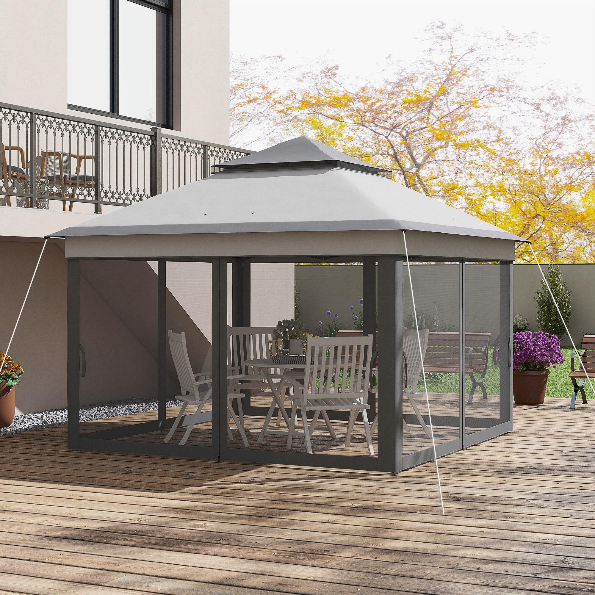 Tenda dobrável 326x326x272 cm cinzento Outsunny 4/7