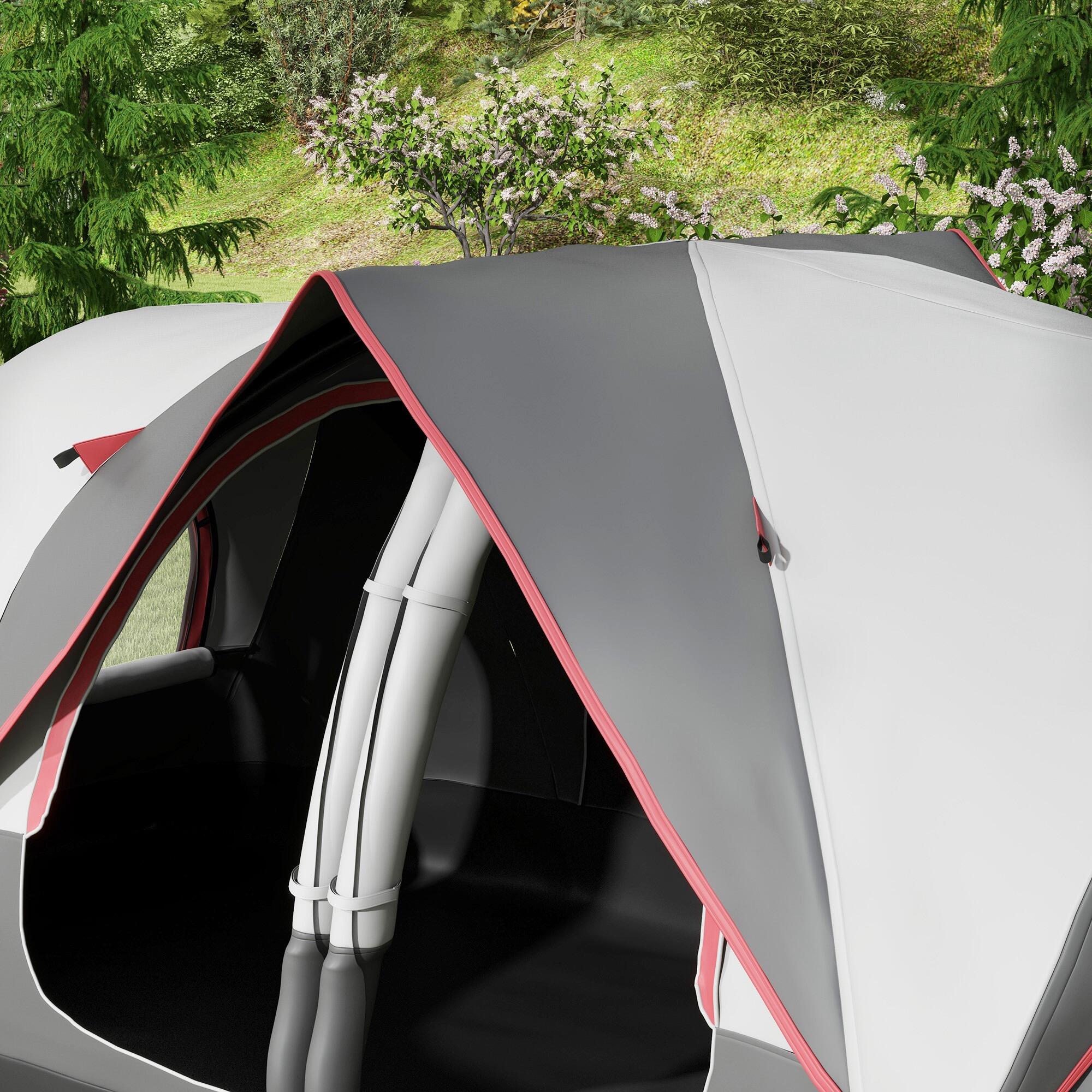 Tenda de campismo familiar 450x215x180 cm cinzento Outsunny 5/7