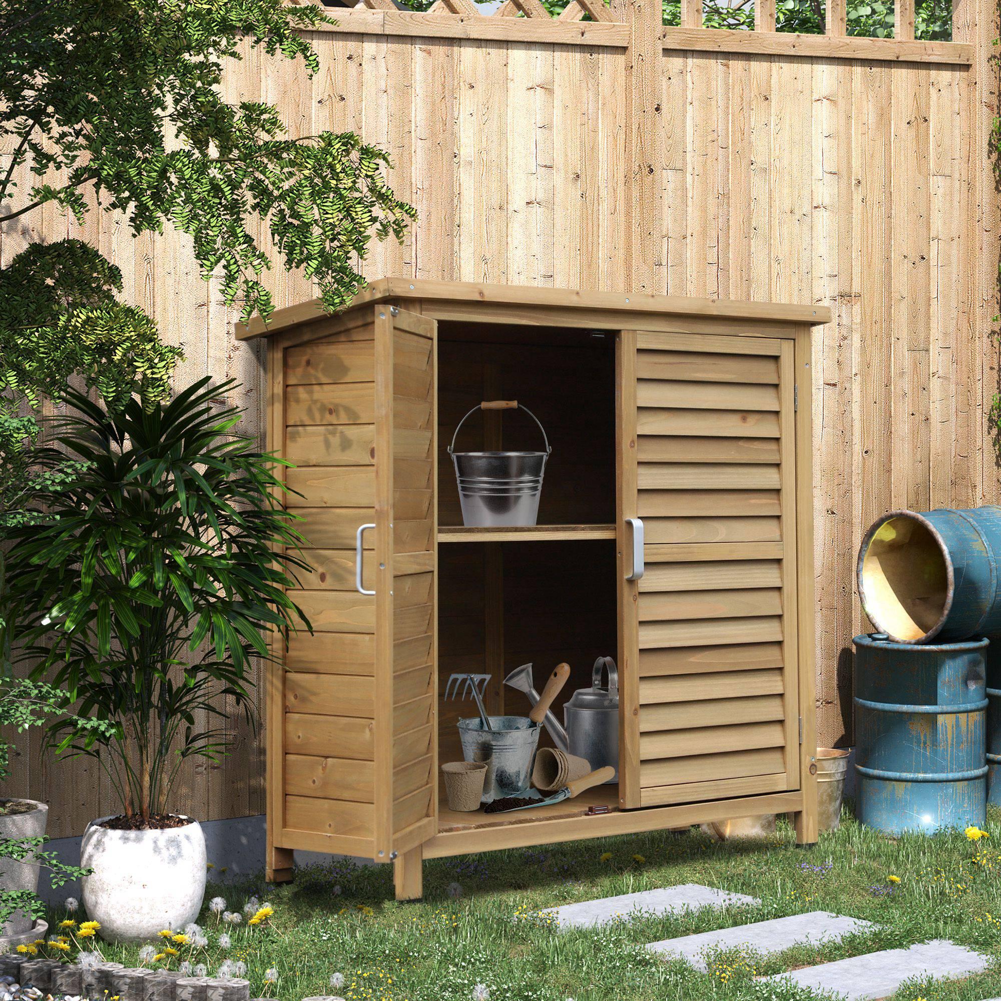 Caseta de Evento Deportivo Outsunny 87x46.5x96.5 cm Madera Natural 2/7