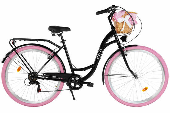 Vélo femme Davi Emma 28″, 160–185 cm, 7 vitesses, noir/rose