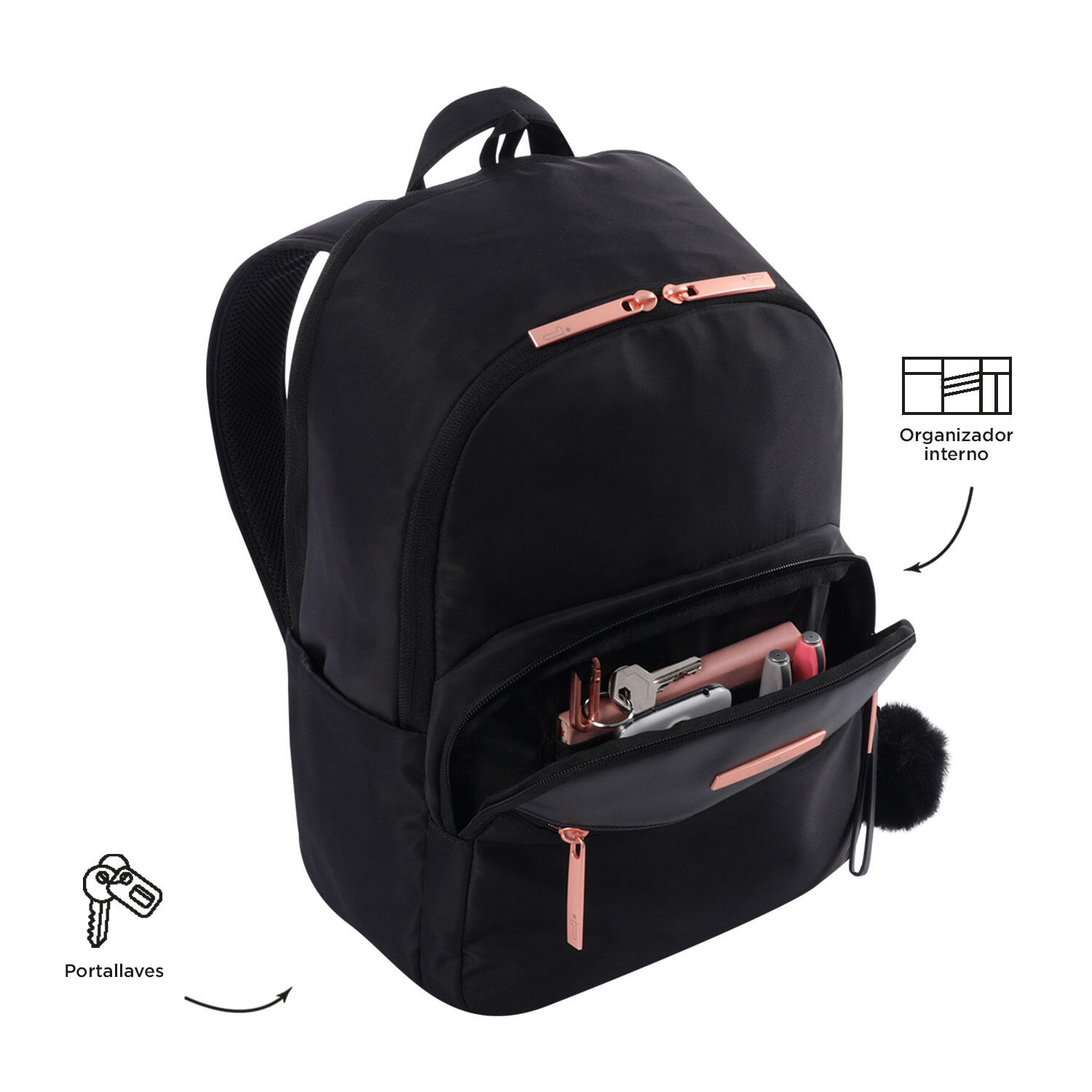 Totto Mochila ejecutiva Adelaide 2.0 Black2 Poliéster 28.5 x 41.5 x 13.5 cm 5/5