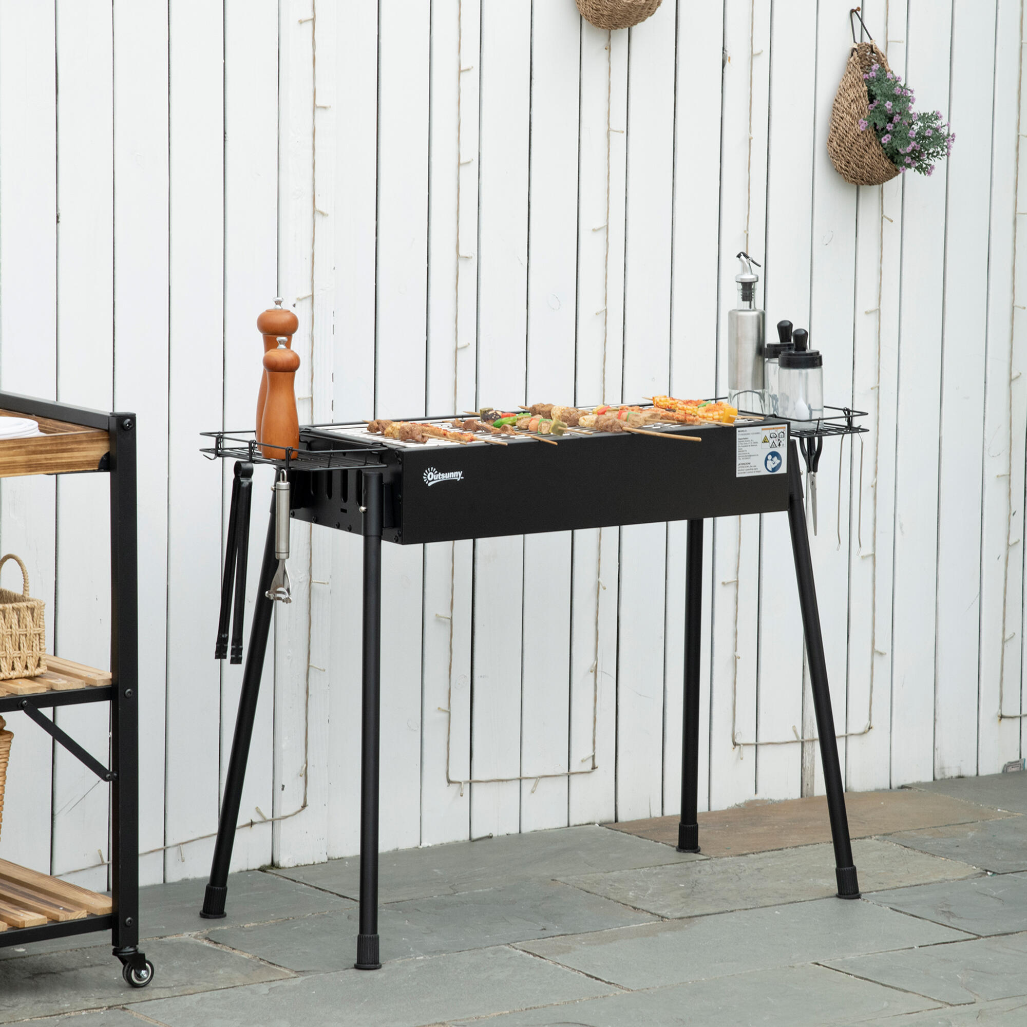 Barbecue a carvão 77x30x70 cm preto Outsunny 2/7