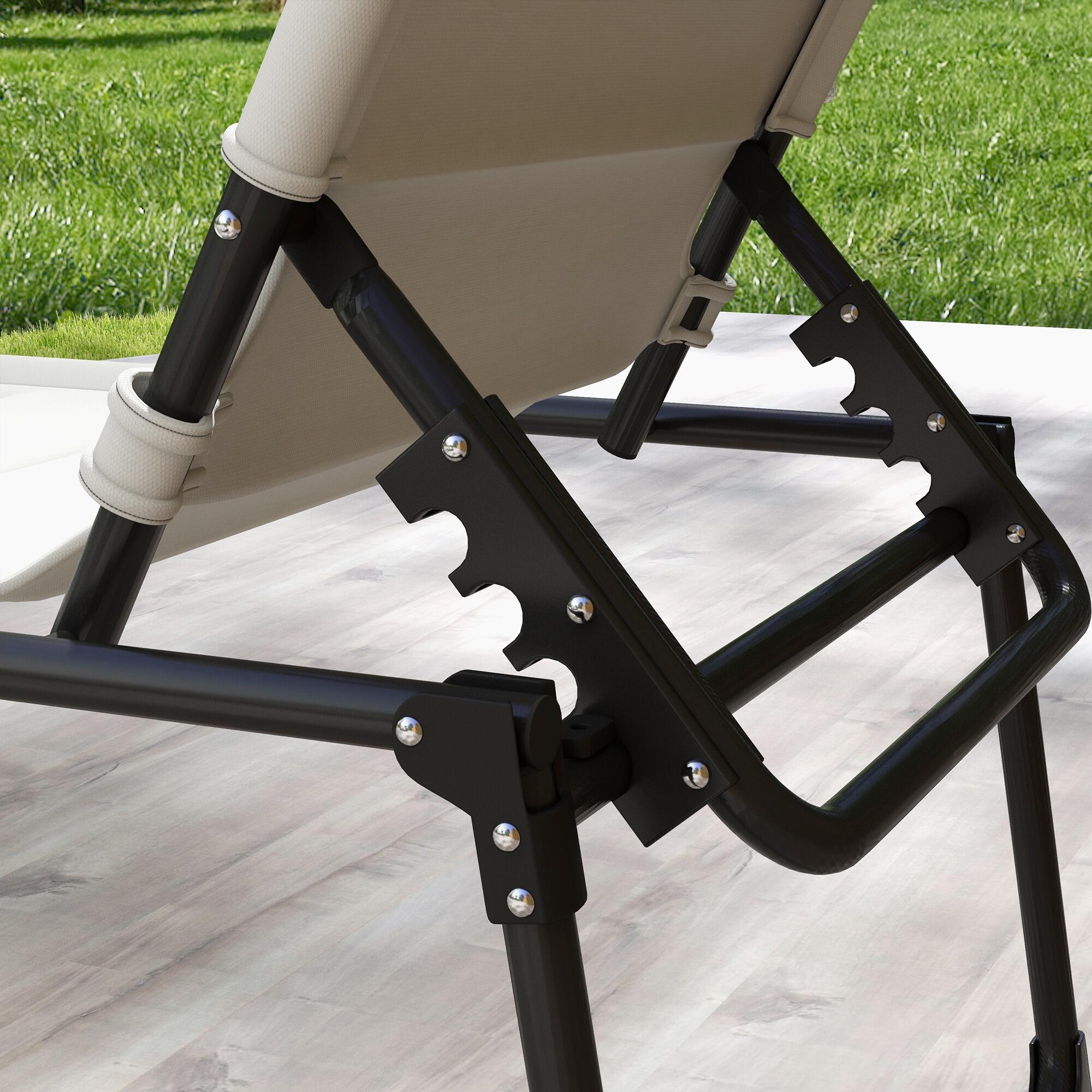 Tumbona Plegable Outsunny 70x200x45 cm Crema 5/7