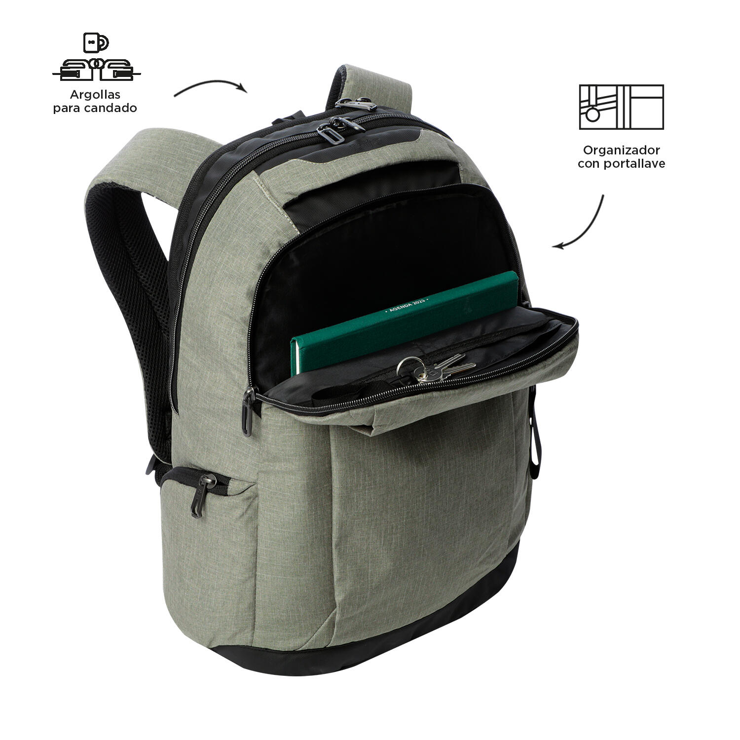 Totto Mochila ejecutiva Hexa XL Desert Taupe Poliéster 32 x 47 x 18 cm 5/5
