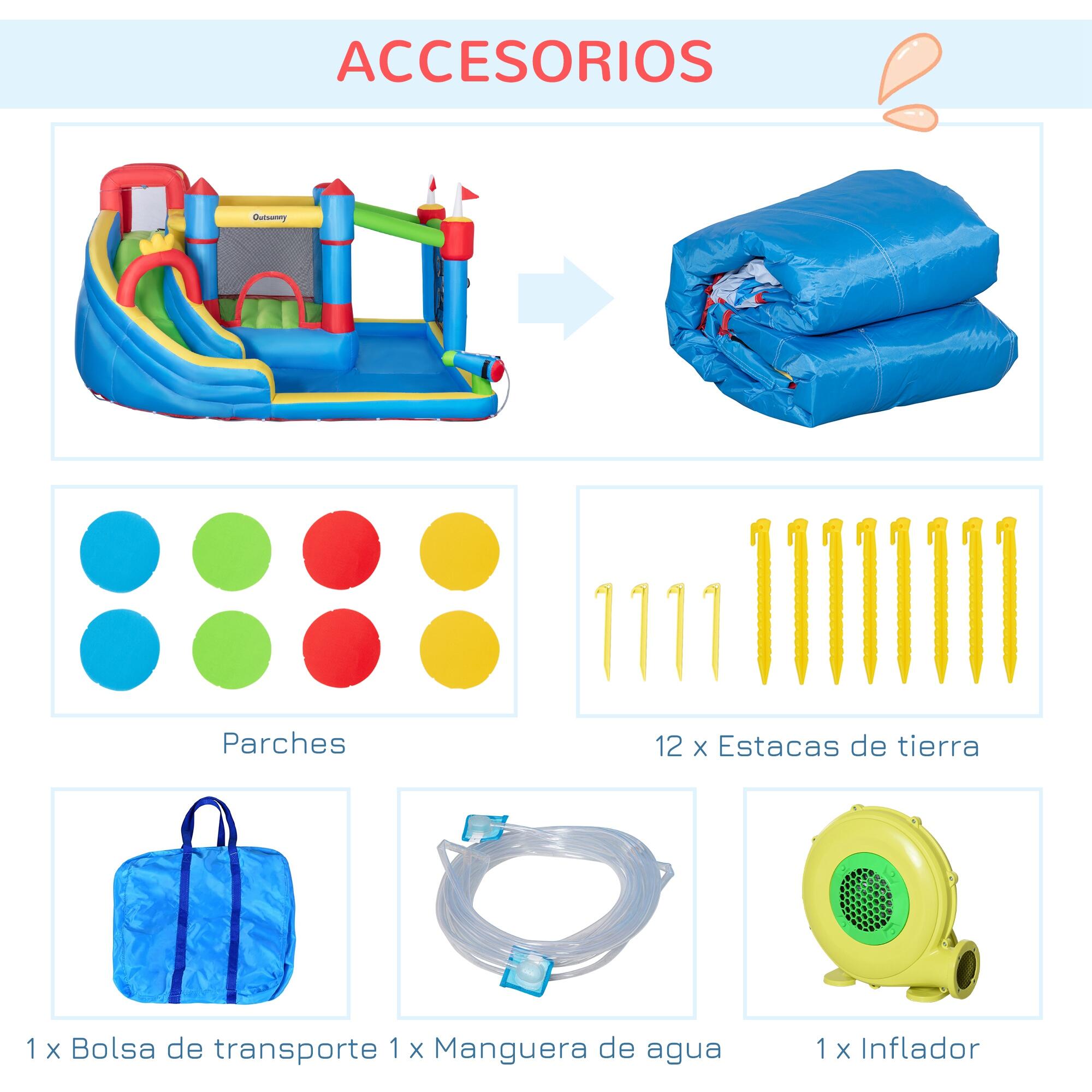 Castillo hinchable con tobogán Outsunny 390x300x197 cm multicolor 4/7