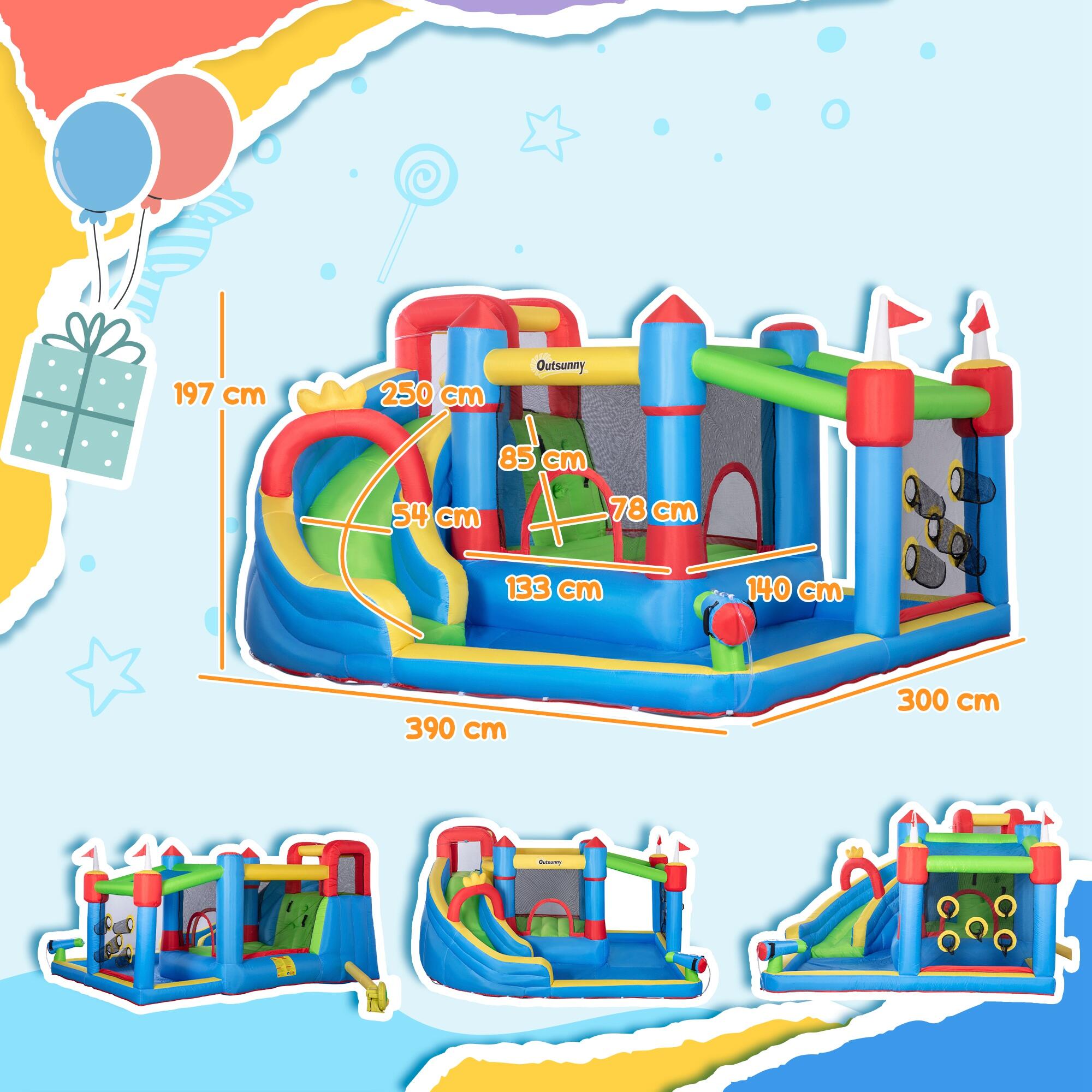 Castillo hinchable con tobogán Outsunny 390x300x197 cm multicolor 3/7