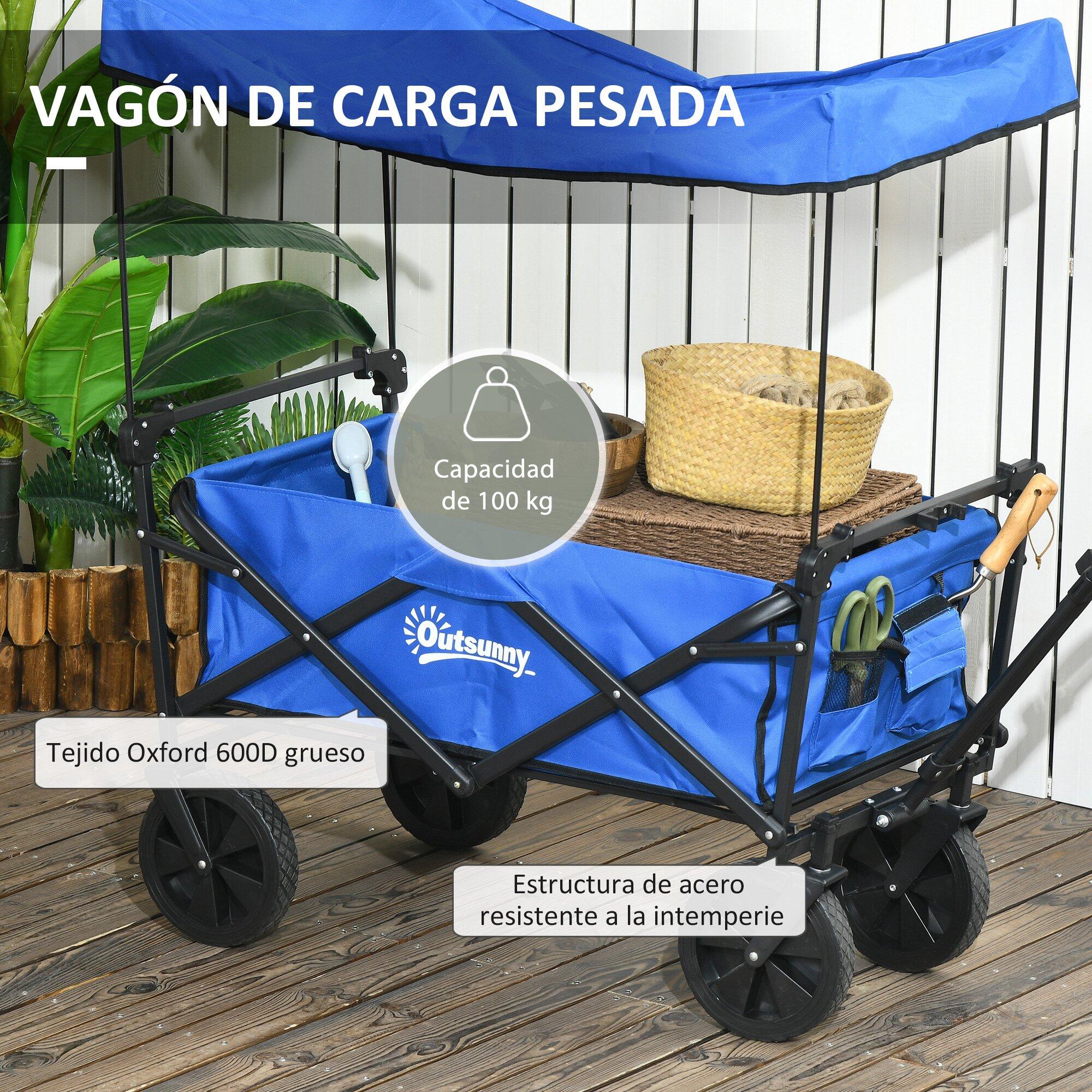 Carrinho de transporte azul Outsunny 4/7