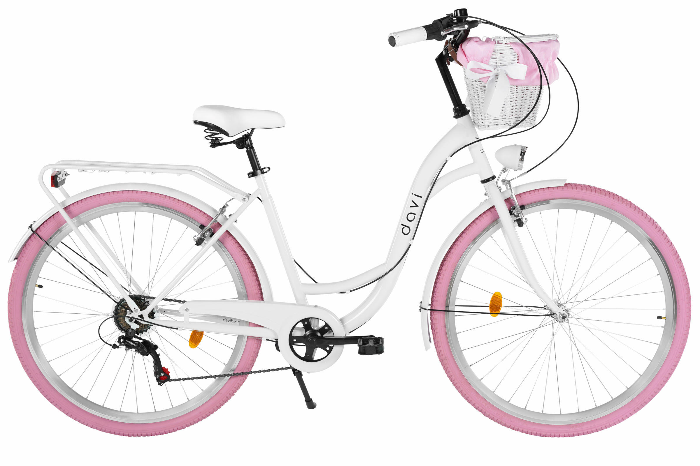 DAVI Damesfiets Davi Emma 28", 7 versnellingen, 160-185 cm, Wit/Roze