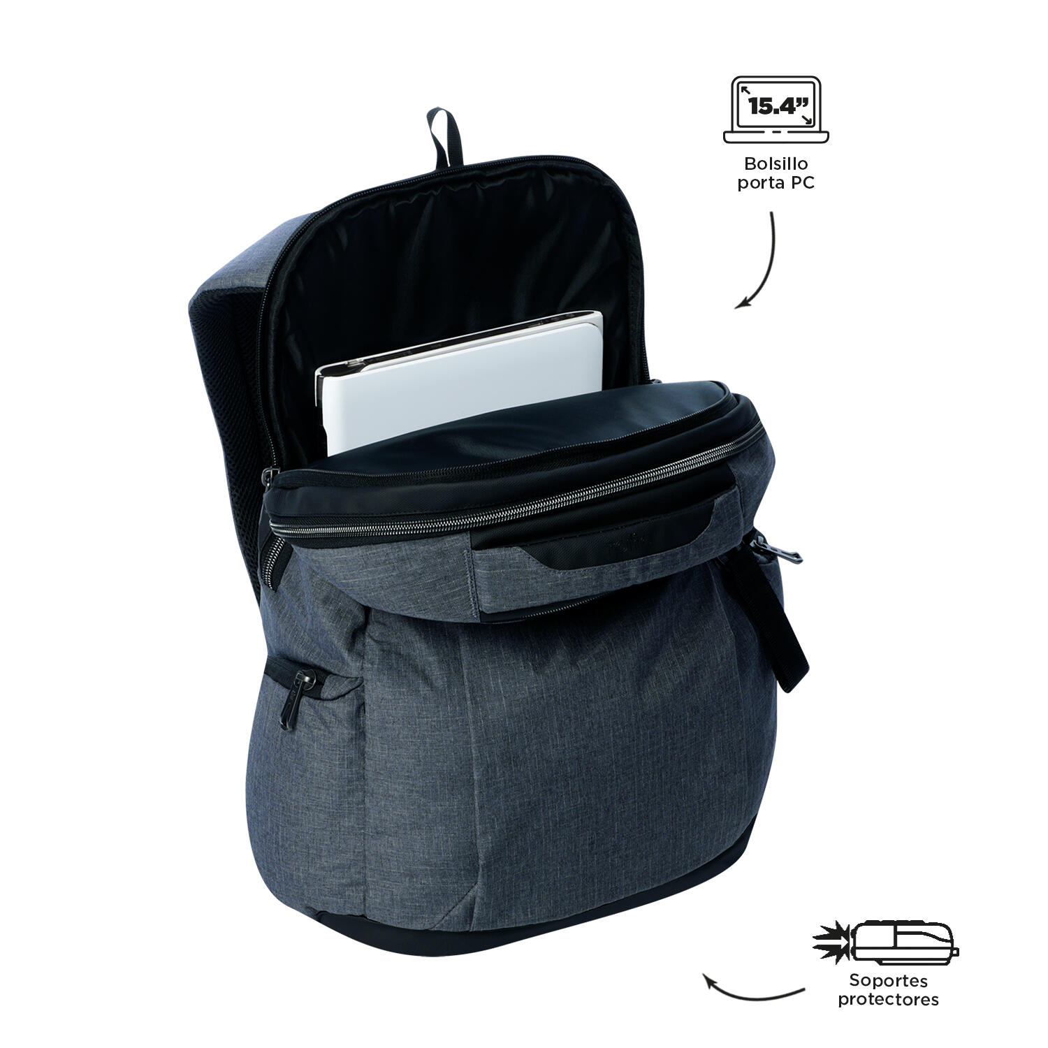 Totto Mochila ejecutiva Hexa XL Asphalt Poliéster 32 x 47 x 18 cm 4/5
