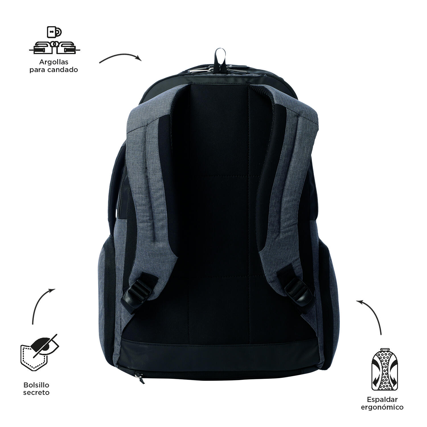 Totto Mochila ejecutiva Hexa XL Asphalt Poliéster 32 x 47 x 18 cm 3/5