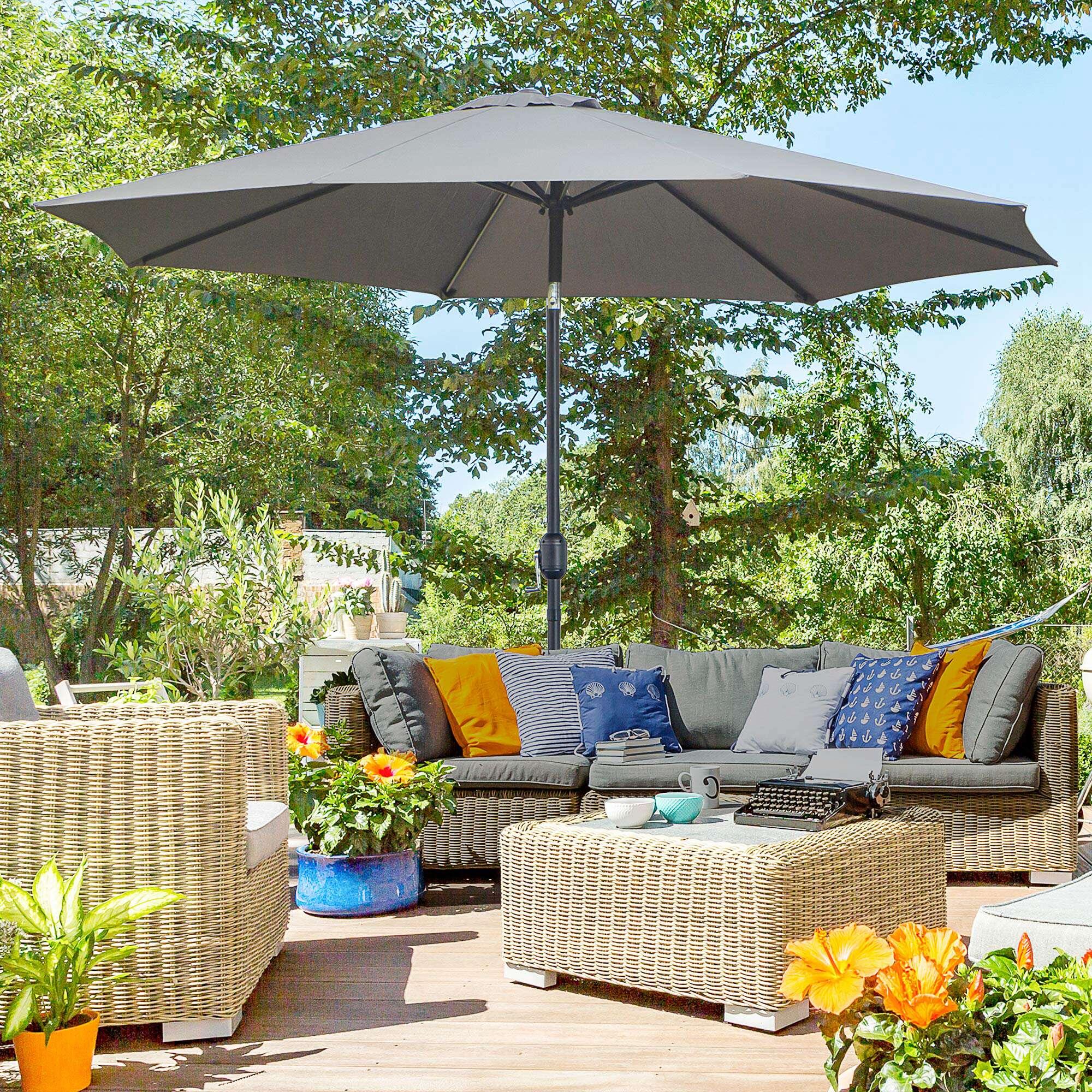 Chapéu de Sol de  Ø295x250cm Cinza escuro Outsunny 2/7
