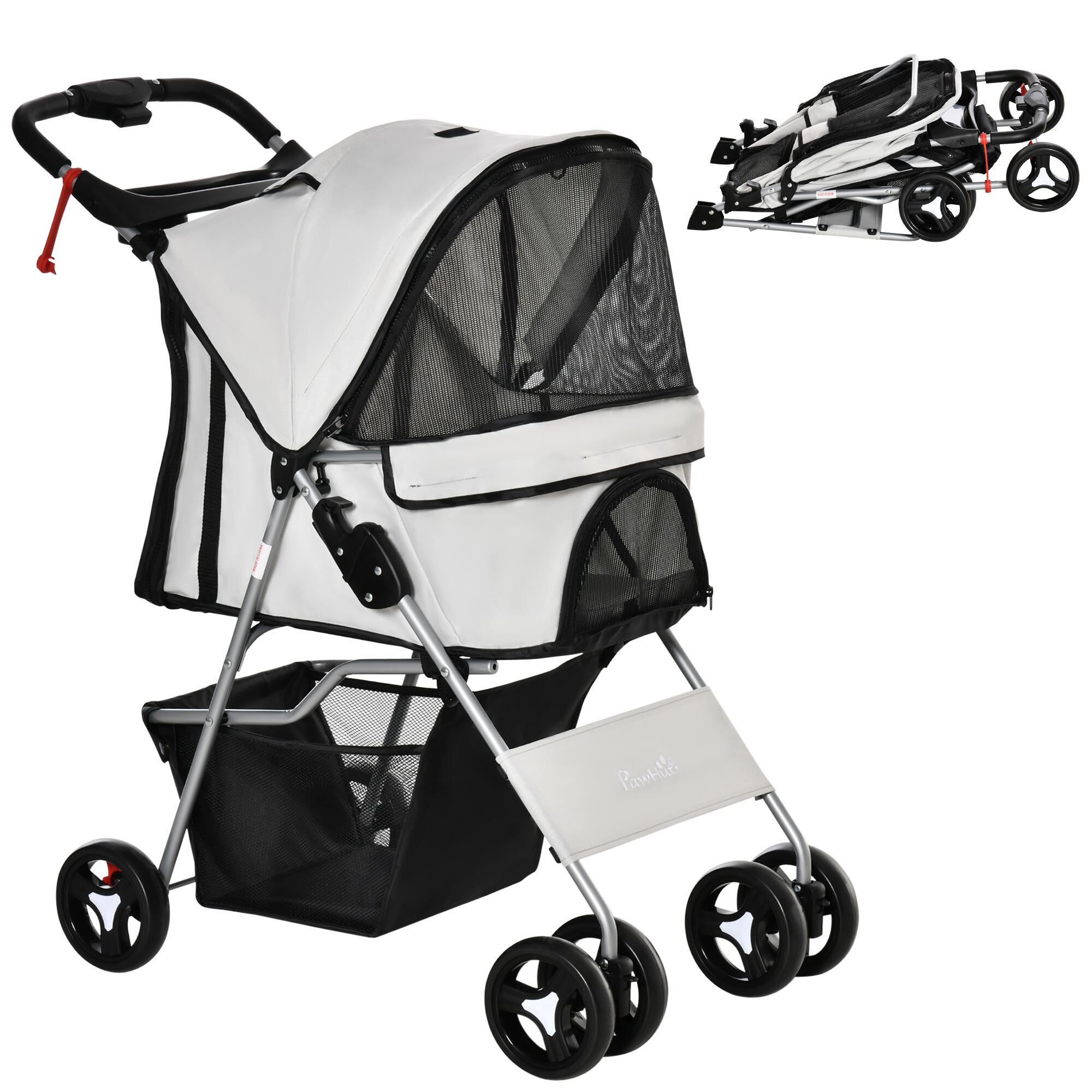 PAWHUT Cochecito para Mascotas PawHut 75x46x94 cm Gris
