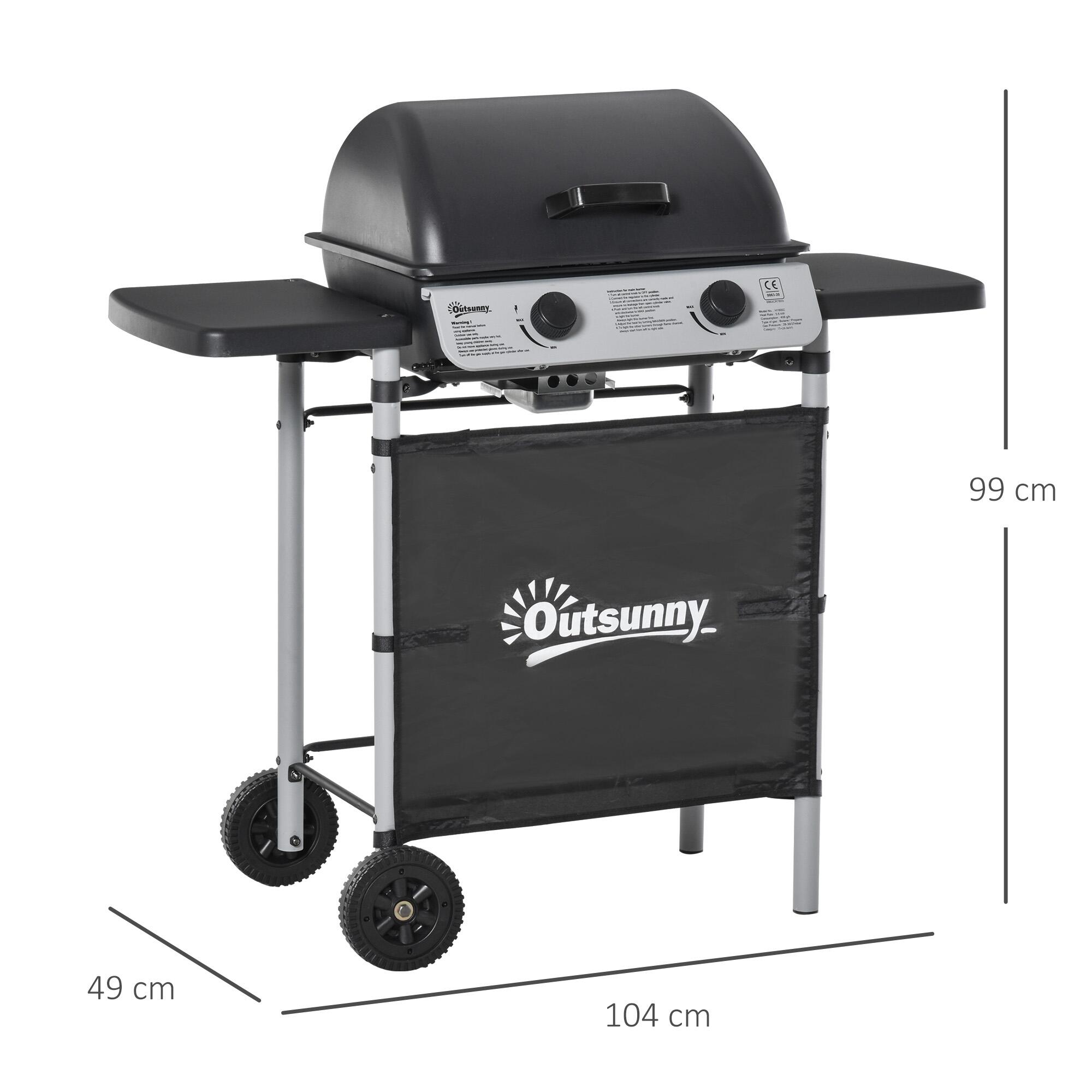 Barbecue a gás 104x49x99 cm preto Outsunny 3/7