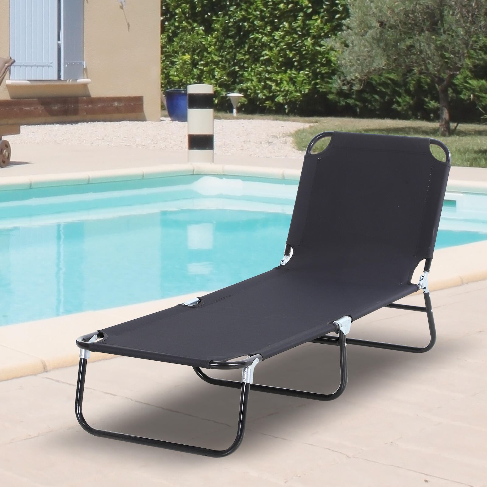 Espreguiçadeira 190x56x28 cm Preto Outsunny 2/7
