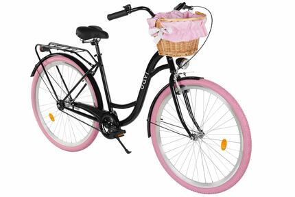 Vélo femme Davi Mila 28″, 160–185 cm, 1 vitesse, noir/rose