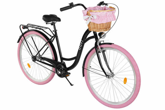 Vélo femme Davi Mila 28″, 160–185 cm, 1 vitesse, noir/rose