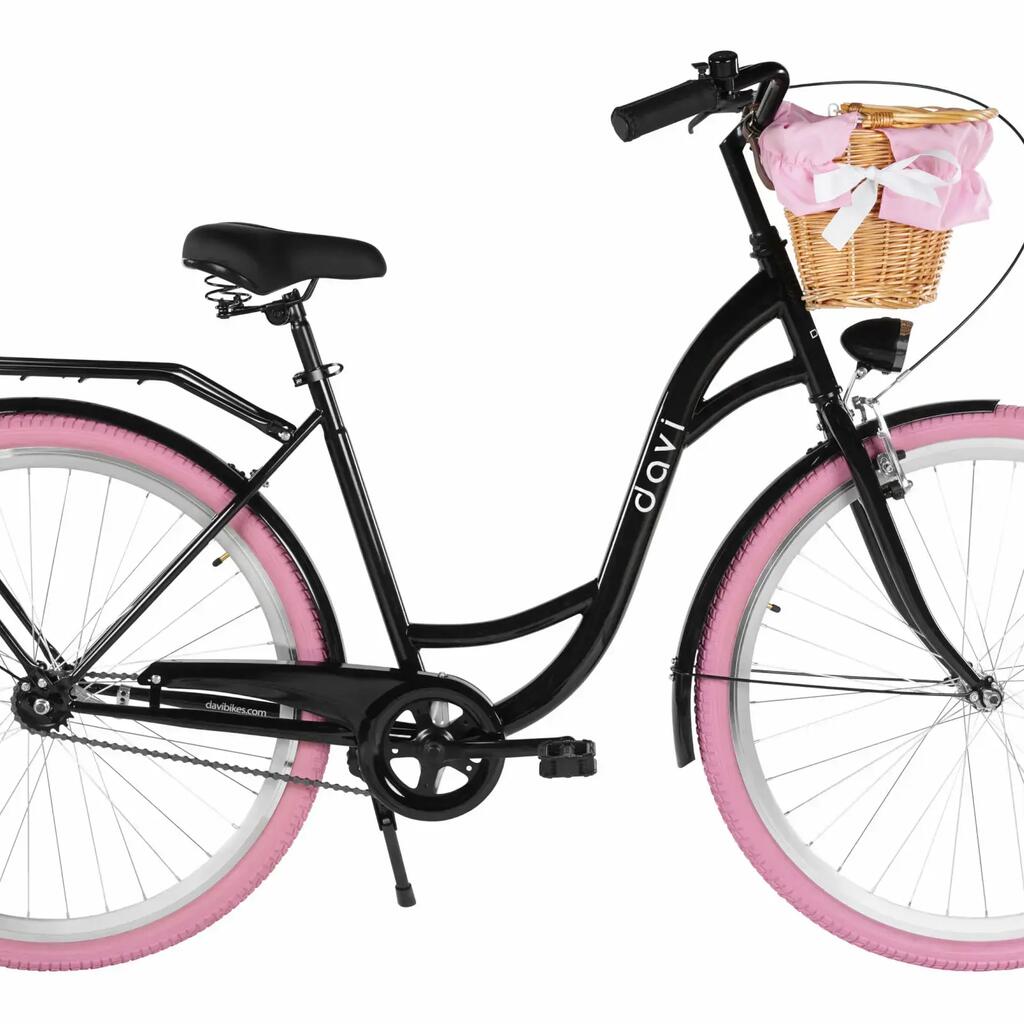 Women’s bike Davi Lila 28″, 160–185 cm, 1 speed, black/pink
