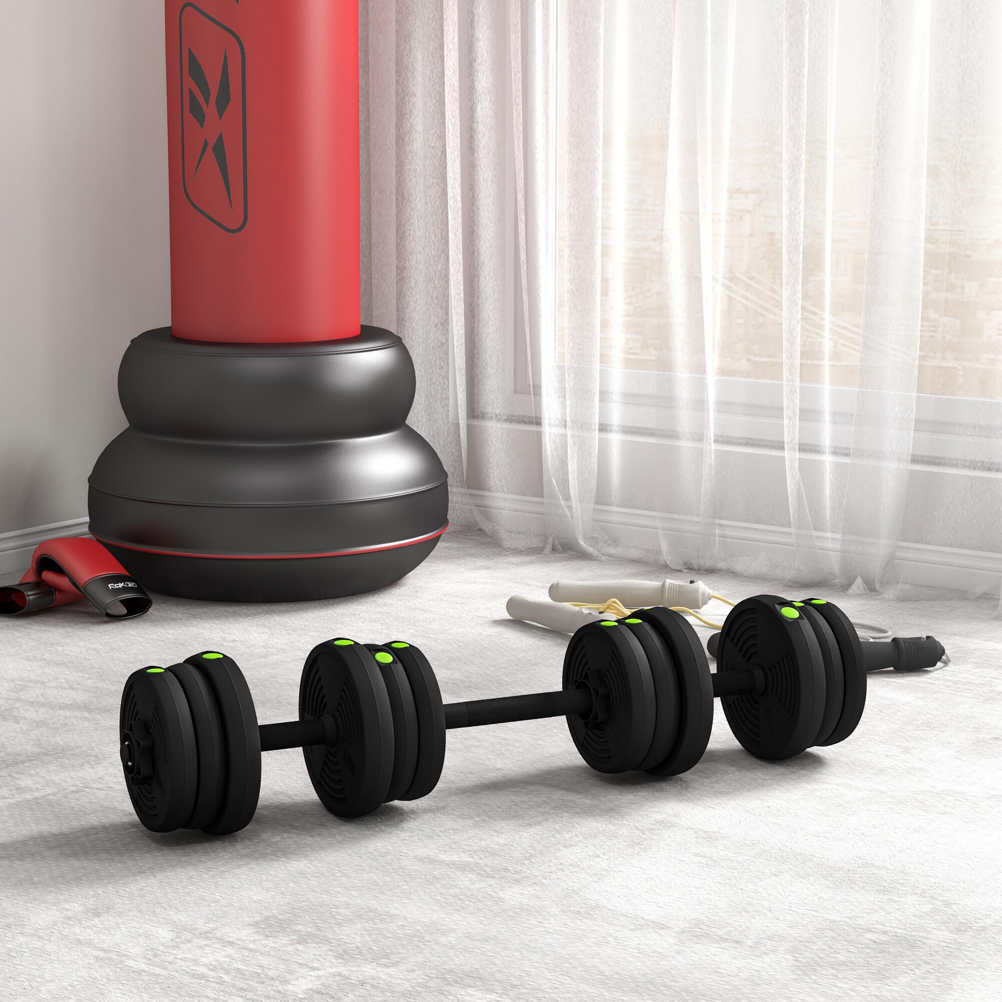 Kit de Mancuernas SPORTNOW 105x20x20 cm Negro y Verde 4/7