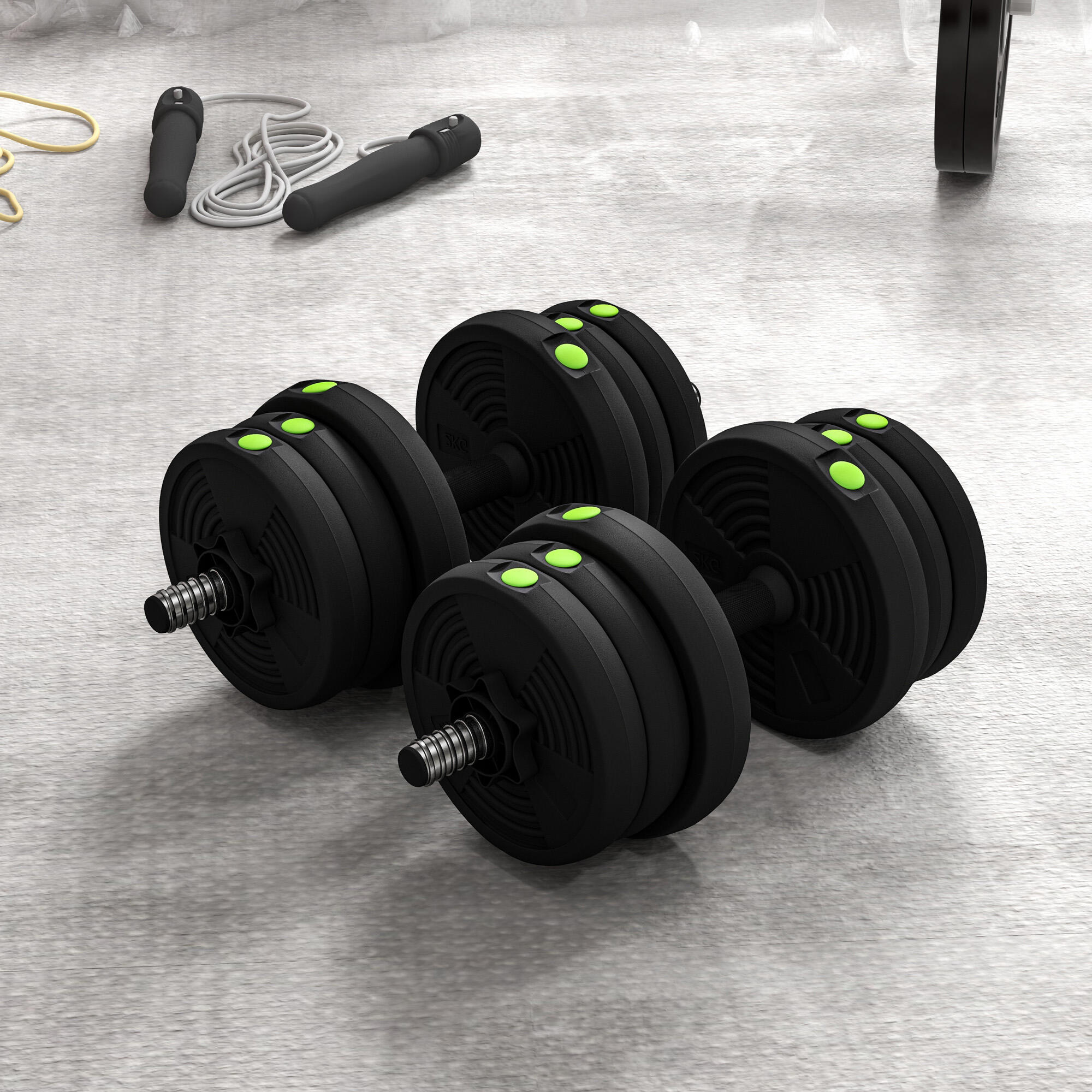 Kit de Mancuernas SPORTNOW 105x20x20 cm Negro y Verde 5/7