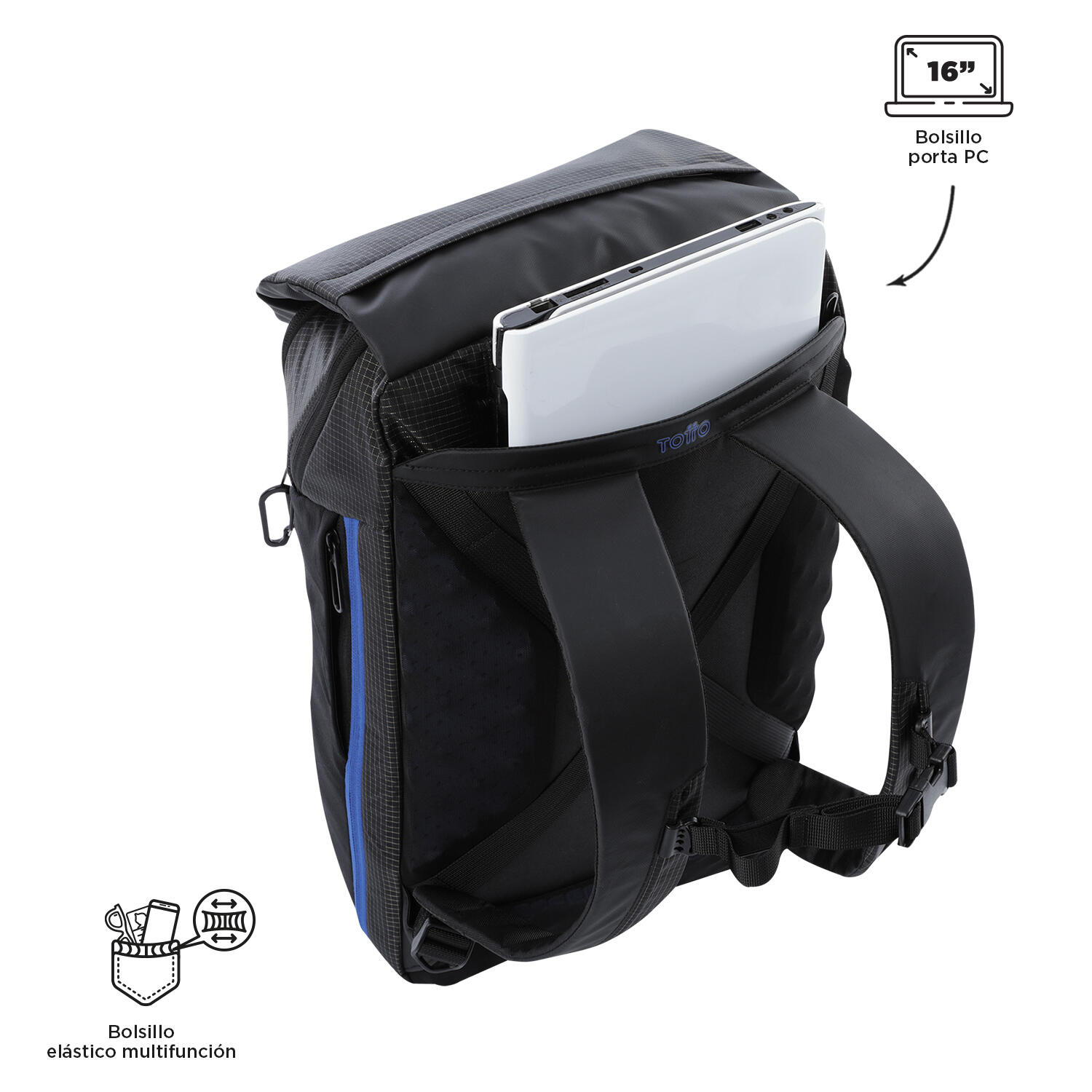 Totto Mochila ejecutiva Dual Negro Poliéster 29 x 48 x 16 cm 5/5