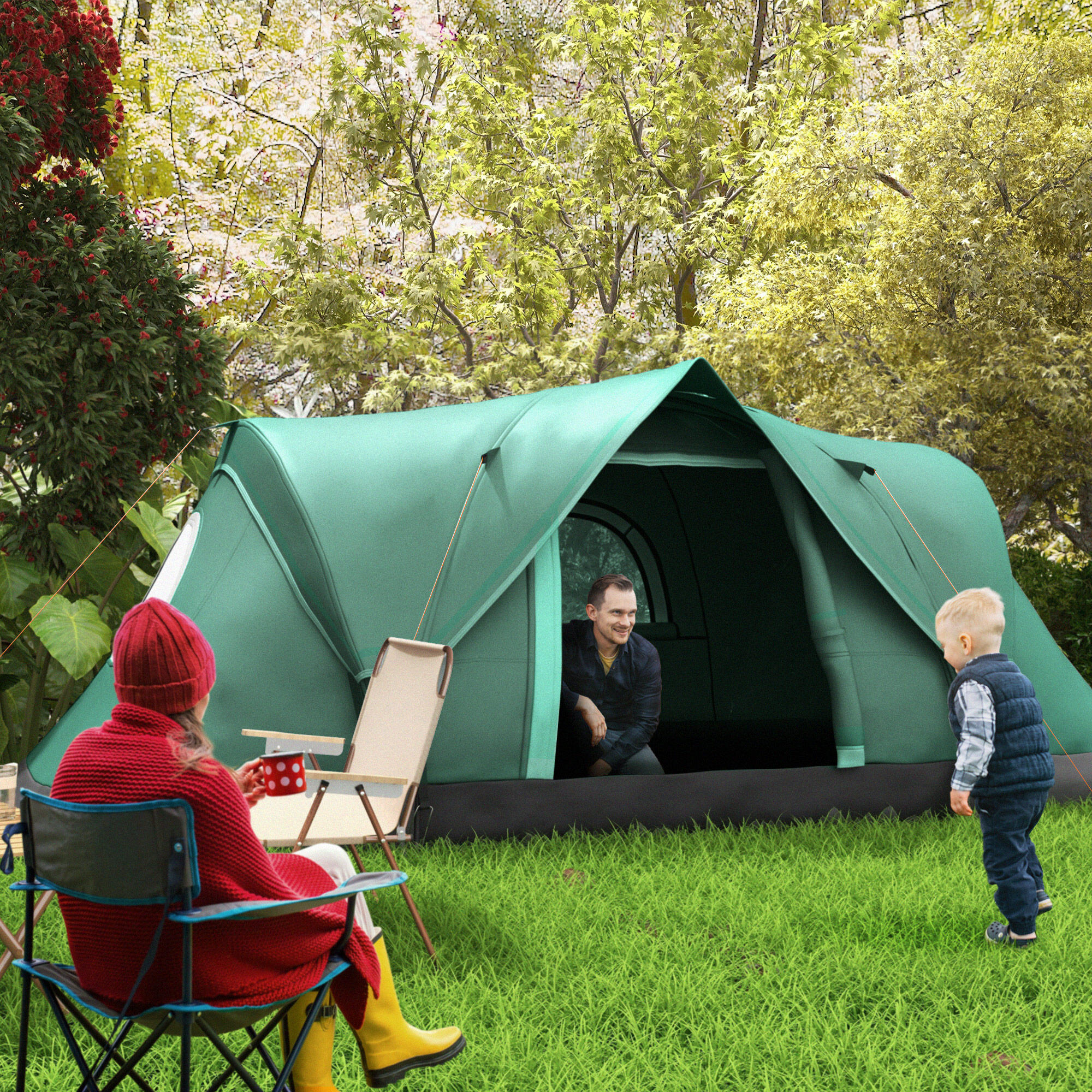 Tienda de Campaña Outsunny 455x230x180 cm Verde 2/8