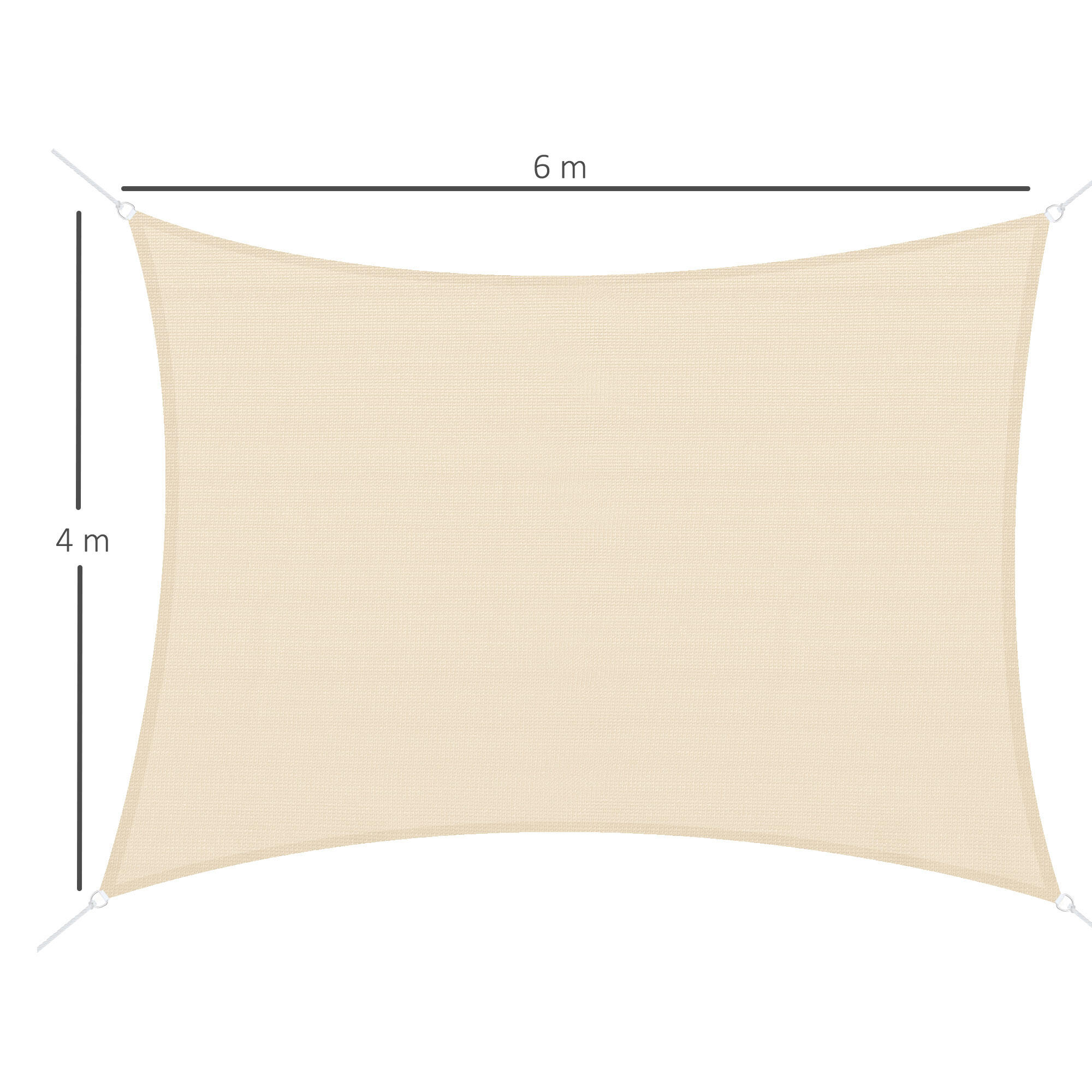 Toldo Vela Quadrado 4x6 m Creme branco Outsunny 3/7