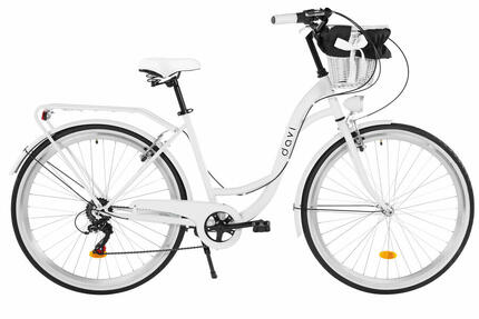 Vélo femme Davi Emma 28″, 160–185 cm, 7 vitesses, blanc/noir