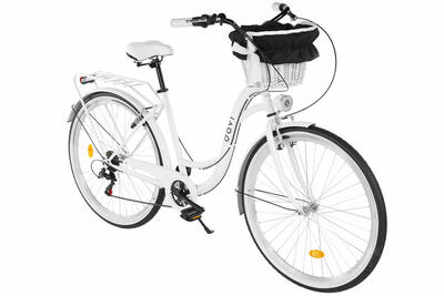 Damesfiets davi ella 28", 7 versnellingen, 160-185 cm, wit/zwart