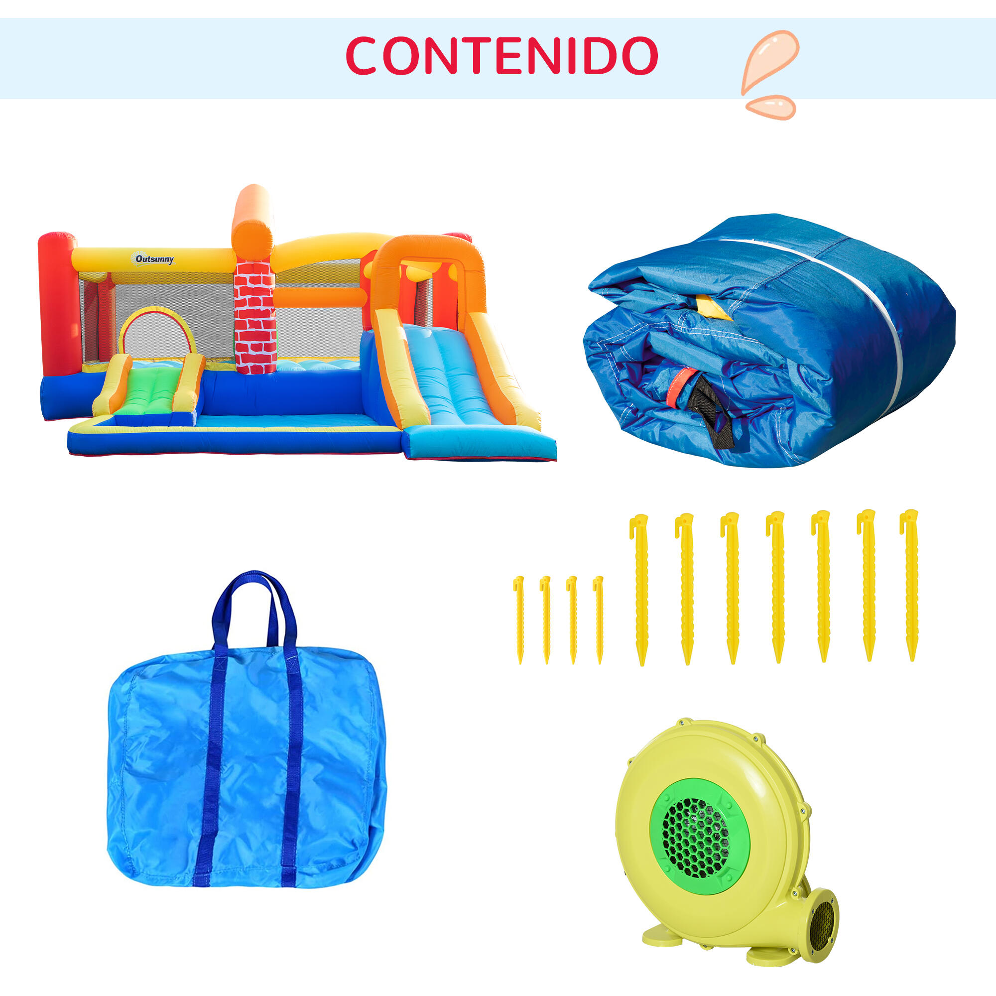 Castelo Insuflável 380x370x230 cm Multicor Outsunny 6/8