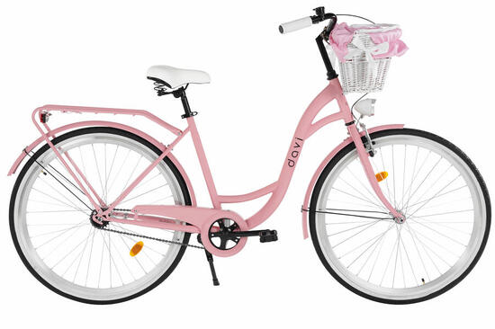 Vélo femme Davi Lila 28″, 160–185 cm, 1 vitesse, rose/noir