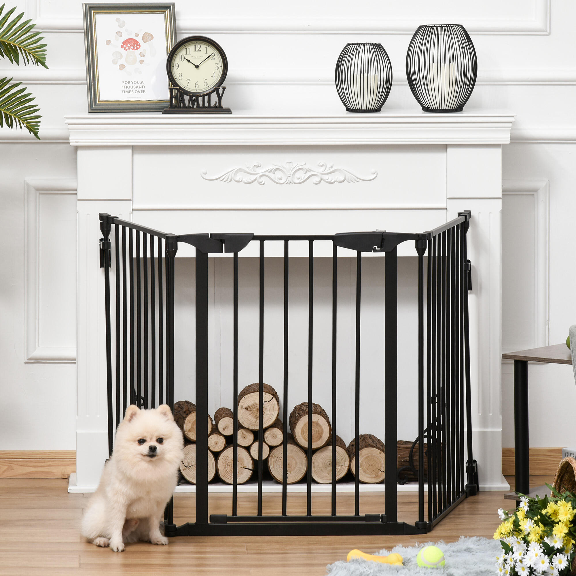 Barrera de Seguridad para Perros PawHut 180x74.5 cm Negro 4/7