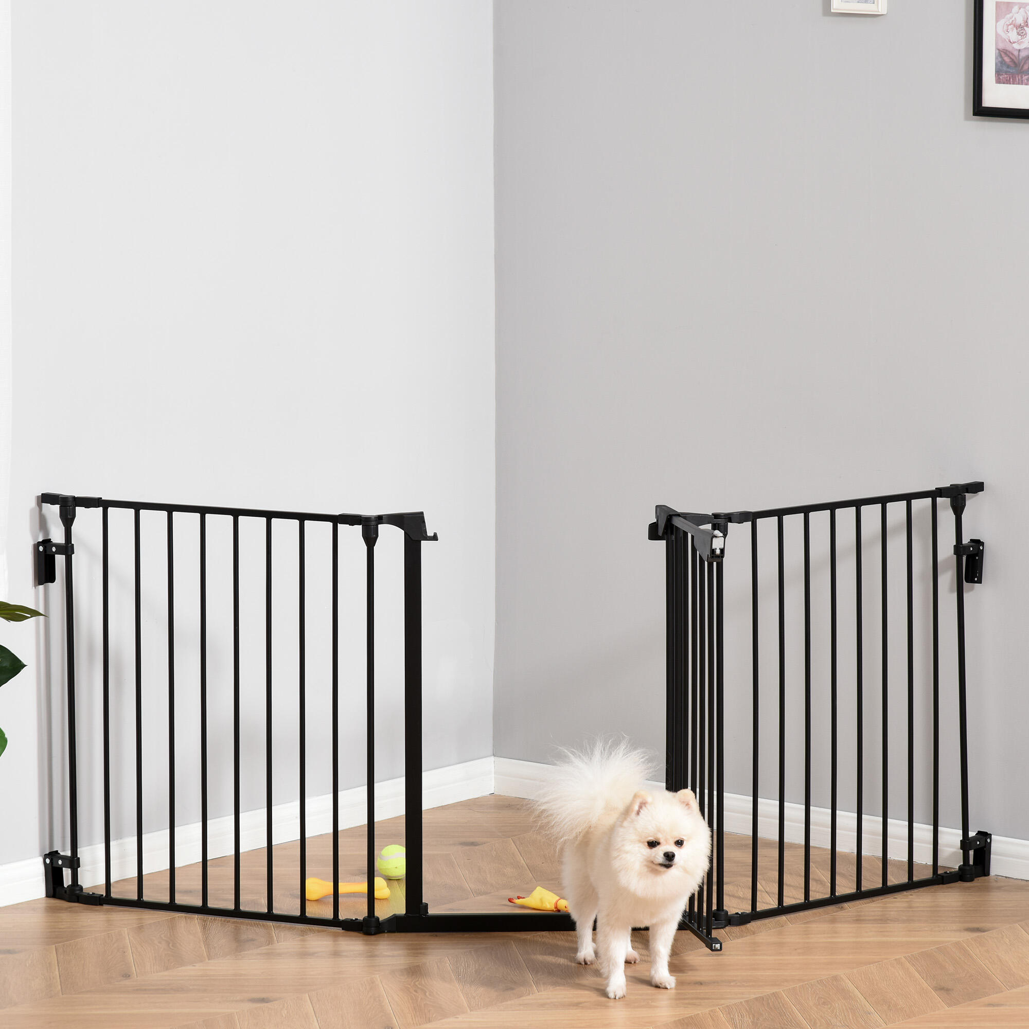 Barrera de Seguridad para Perros PawHut 180x74.5 cm Negro 5/7