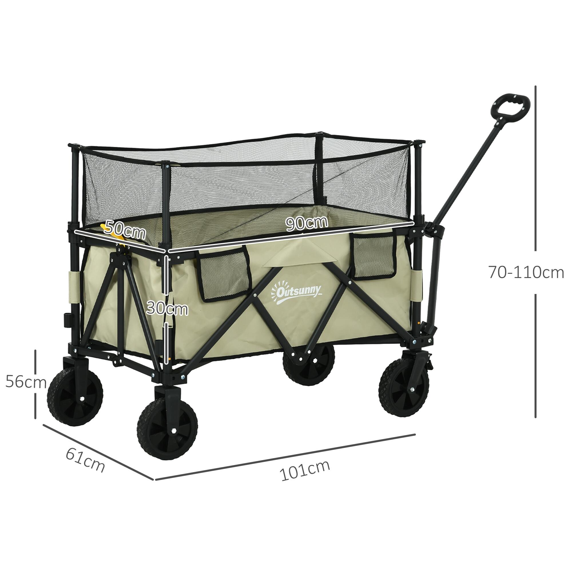 Carrinho de transporte dobrável 101x61x70-110 cm cáqui Outsunny 2/7